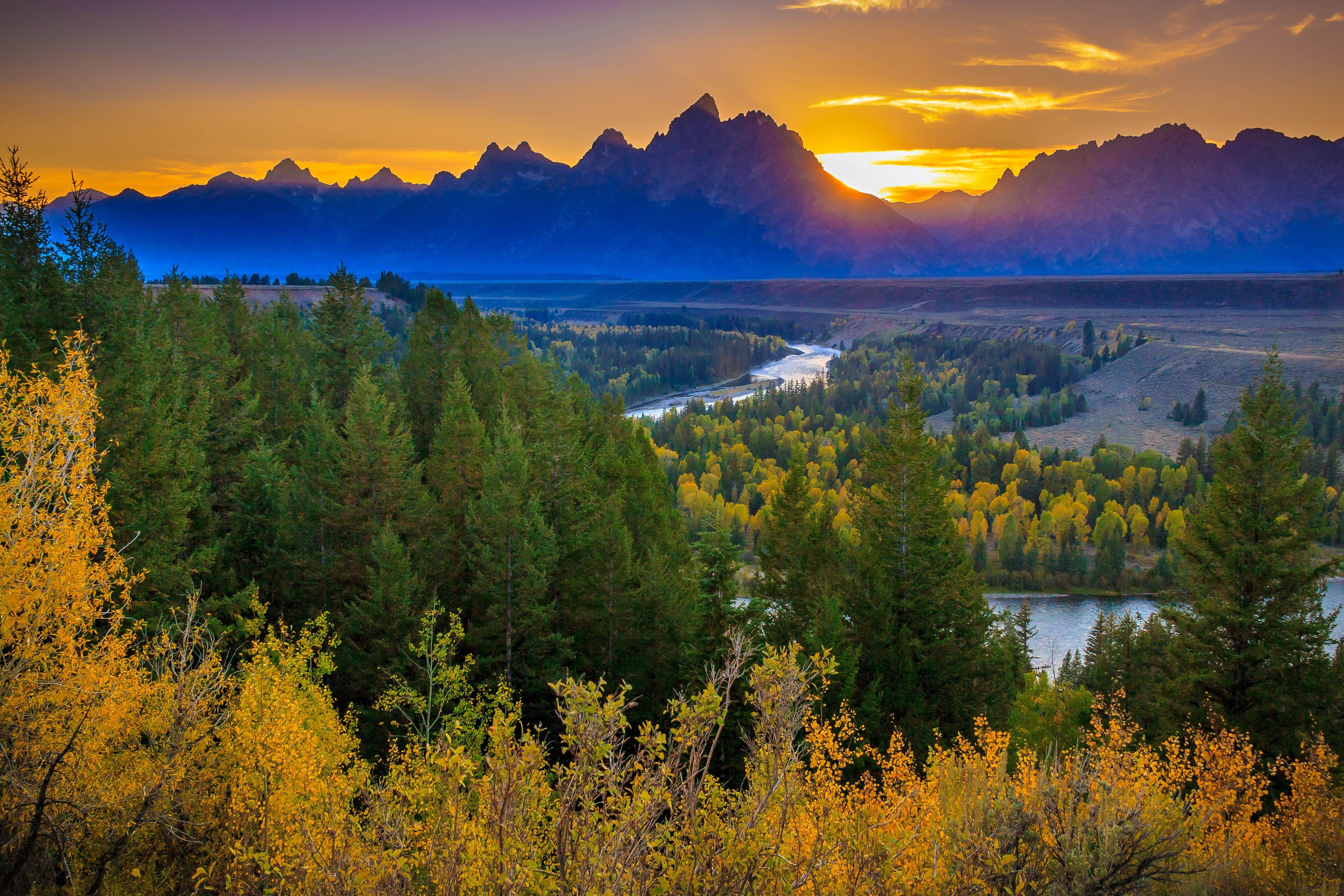 4983x3322 autumn, Forest, Landscape, Sunset, Grand, Teton, National, Park, The, Teton, Range, Snake, River Wallpaper HD / Desktop and Mobile Background