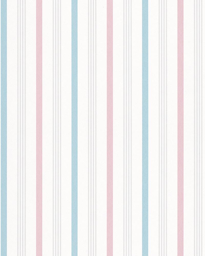 800x1000 Non Woven Wallpaper Stripes White Pink Blue Gloss 6738 20