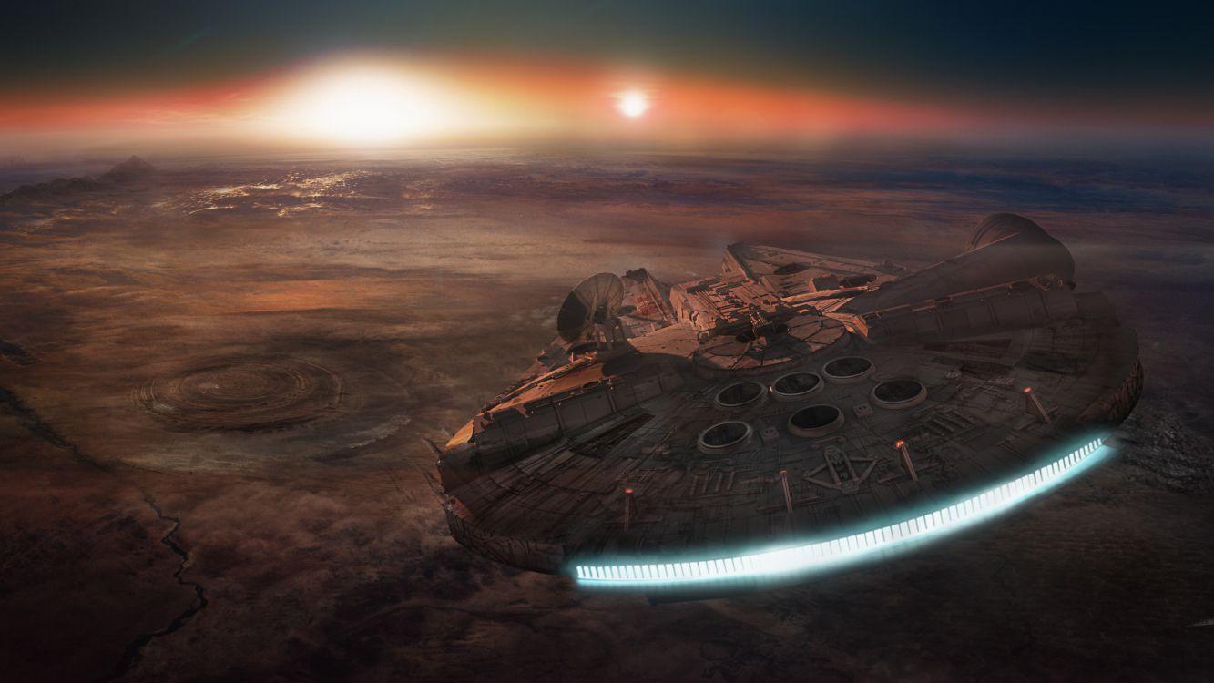 1333x750 Wallpaper Millennium Falcon, Han Solo, Tatooine, Star Wars, Atmosphere, Background Free Image