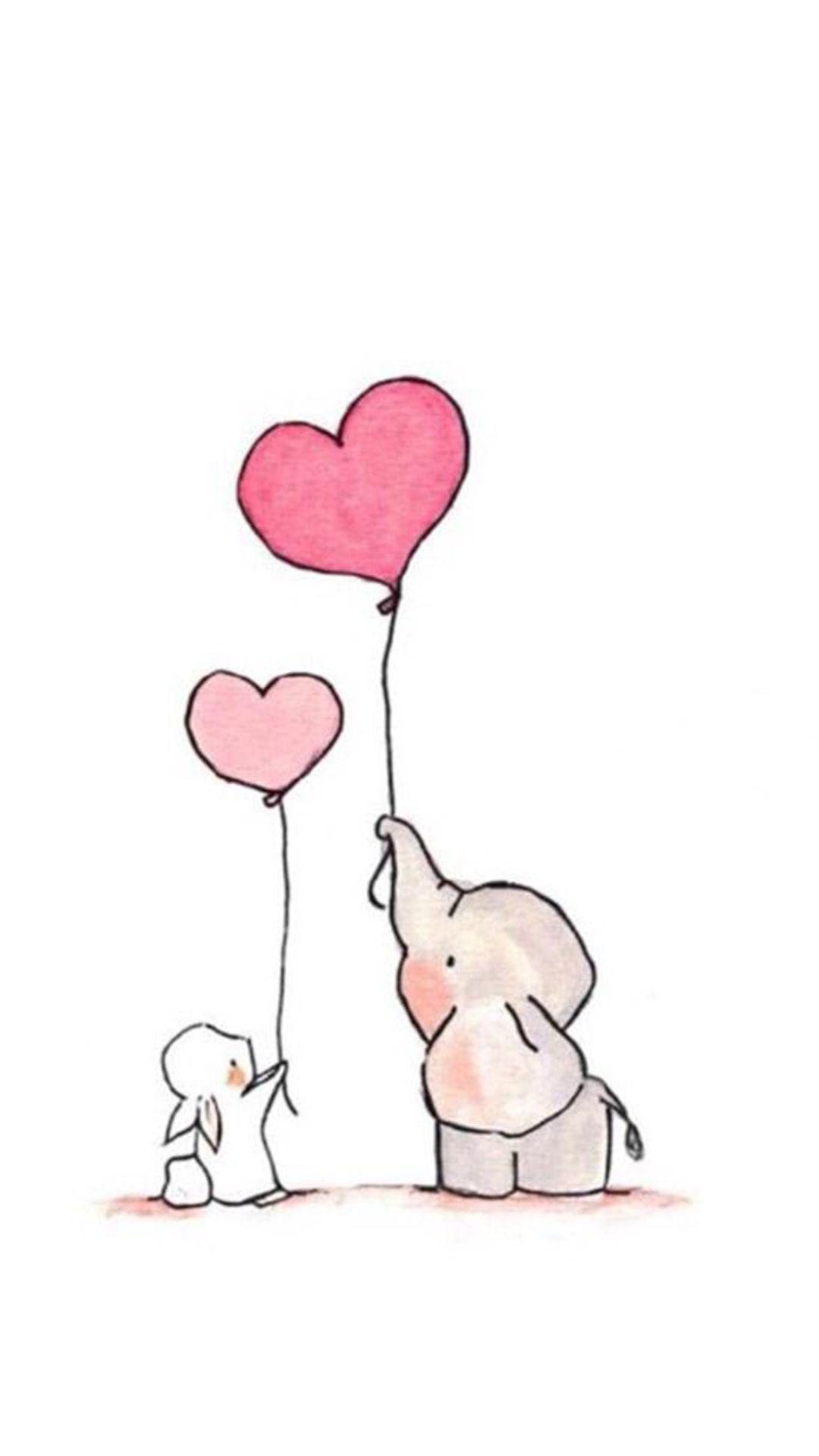 1080x1920 Rabbit Baby Elephant Background. Cute elephant drawing, Baby art, Cute drawings