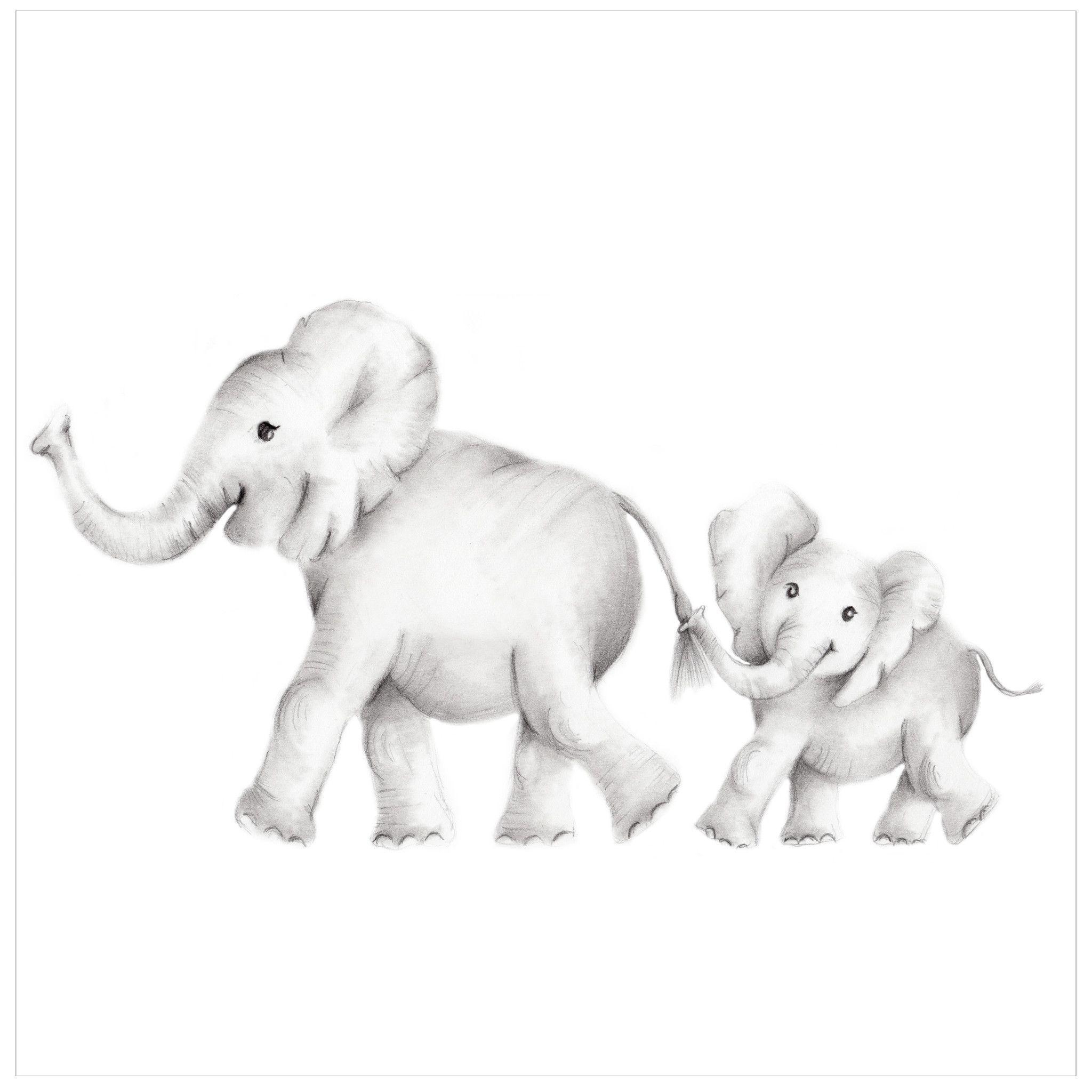 2048x2048 Simple Elephant Family Drawing