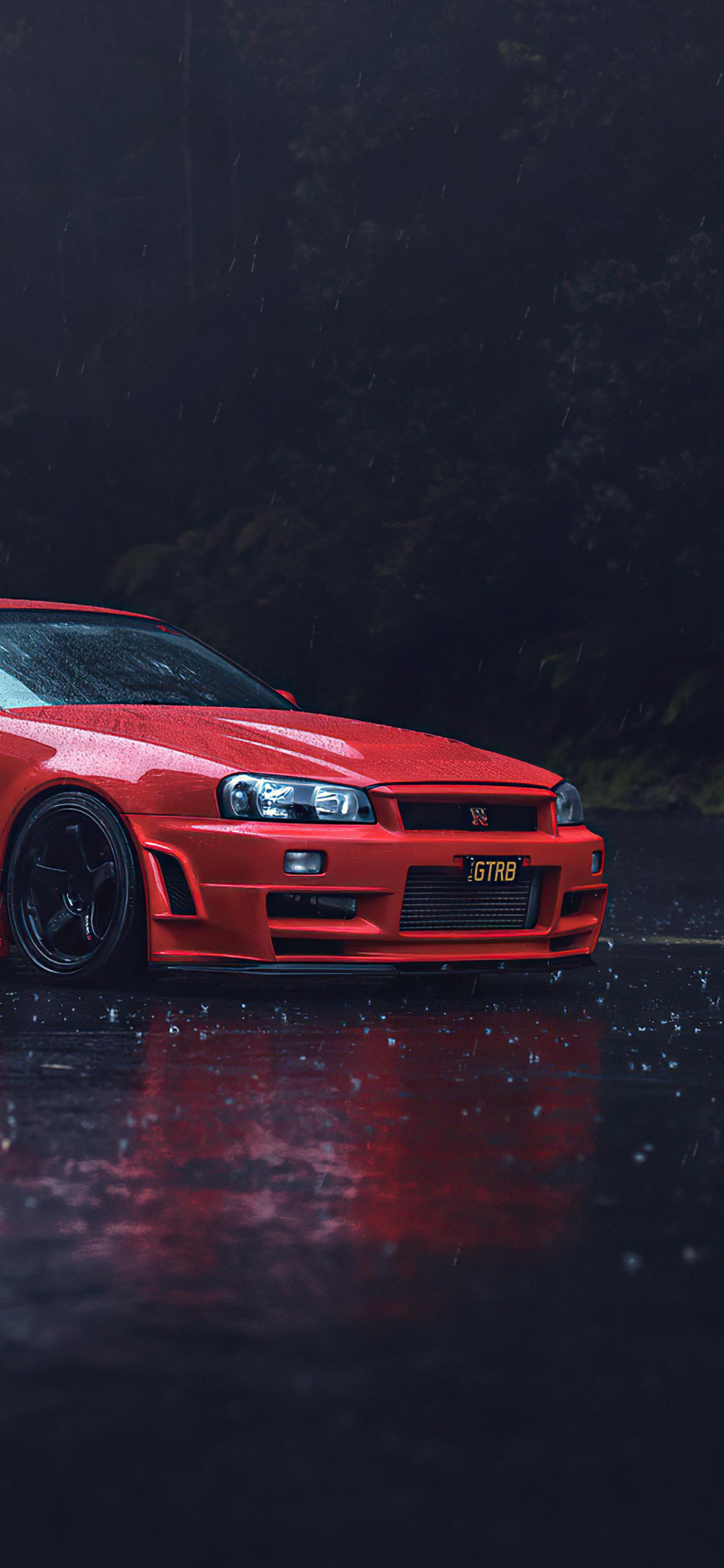 1242x2688 Nissan Skyline Gtr R34 Red Wallpaper