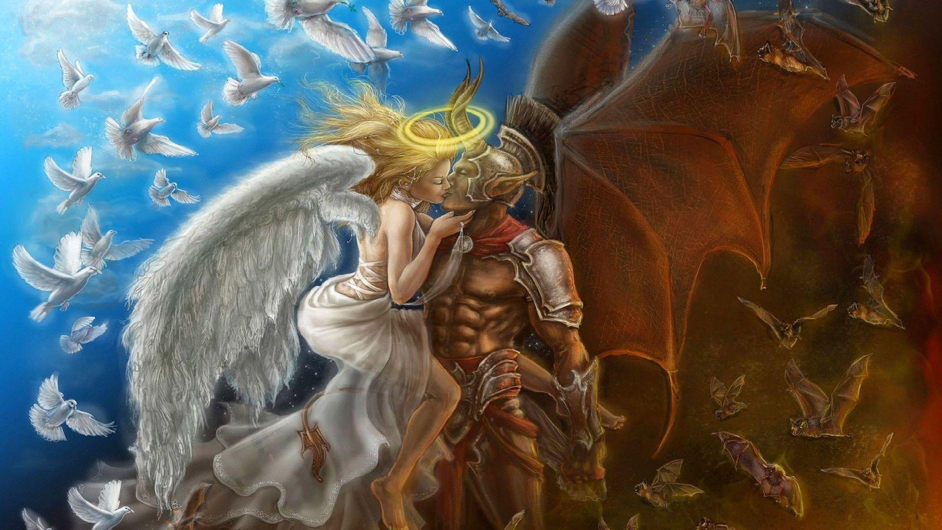 1920x1080 Angel vs Demon Wallpaper