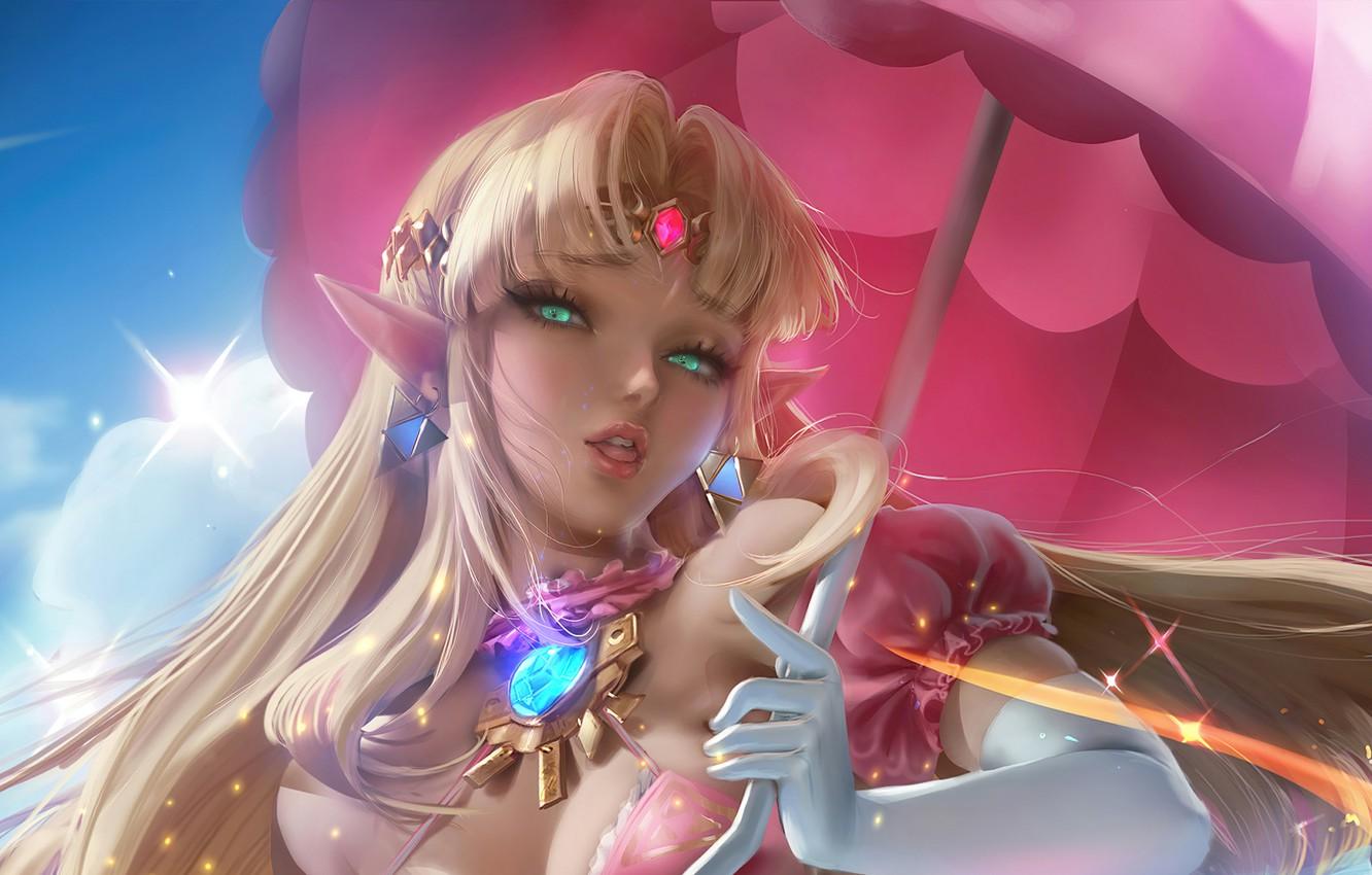 1332x850 Wallpaper girl, elf, umbrella, The Legend Of Zelda, The Legend Of Zelda: Ocarina Of Time image for desktop, section игры