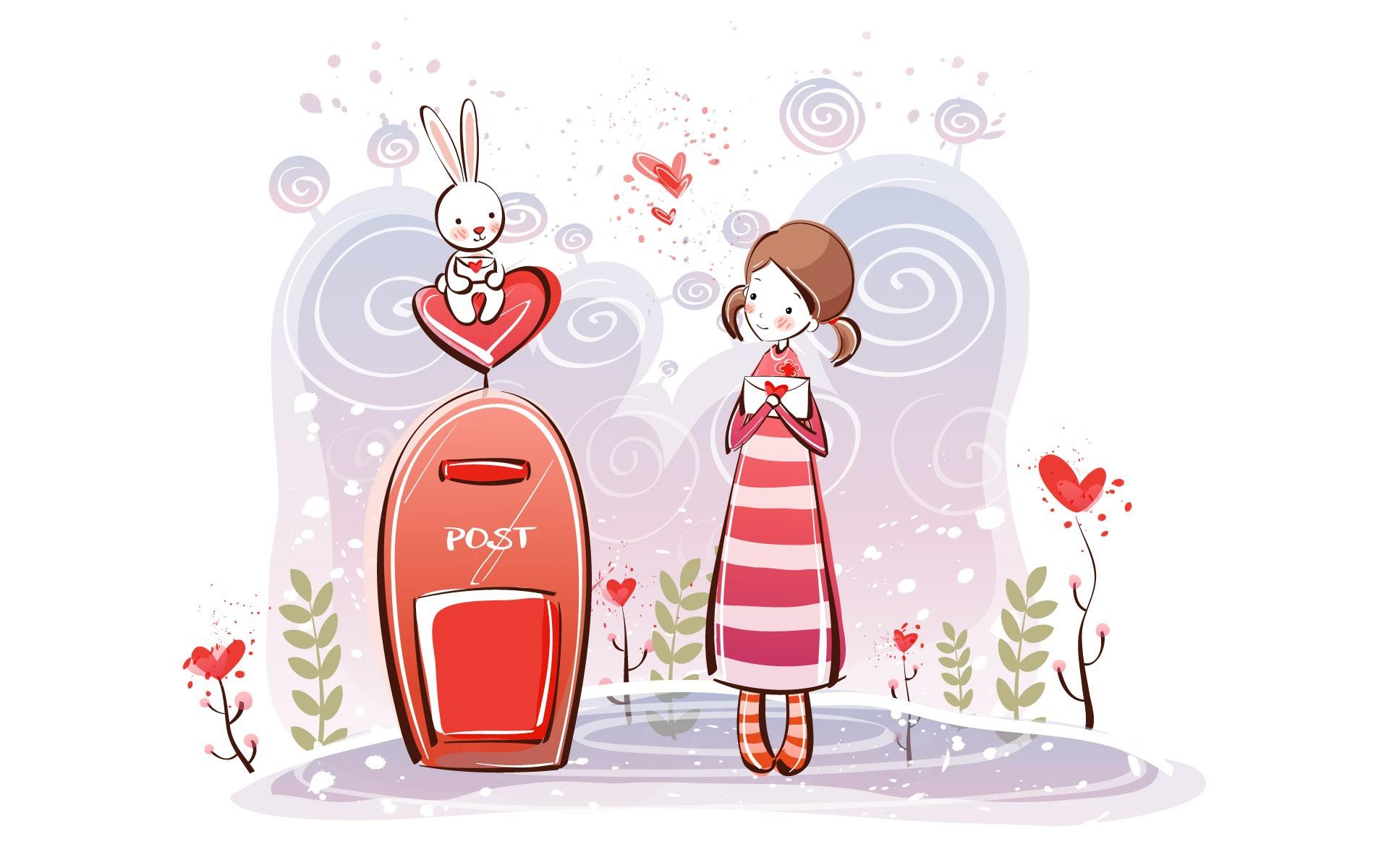 1920x1200 Couple, lovers, valentine, cartoon, ktqrj, vector, holiday