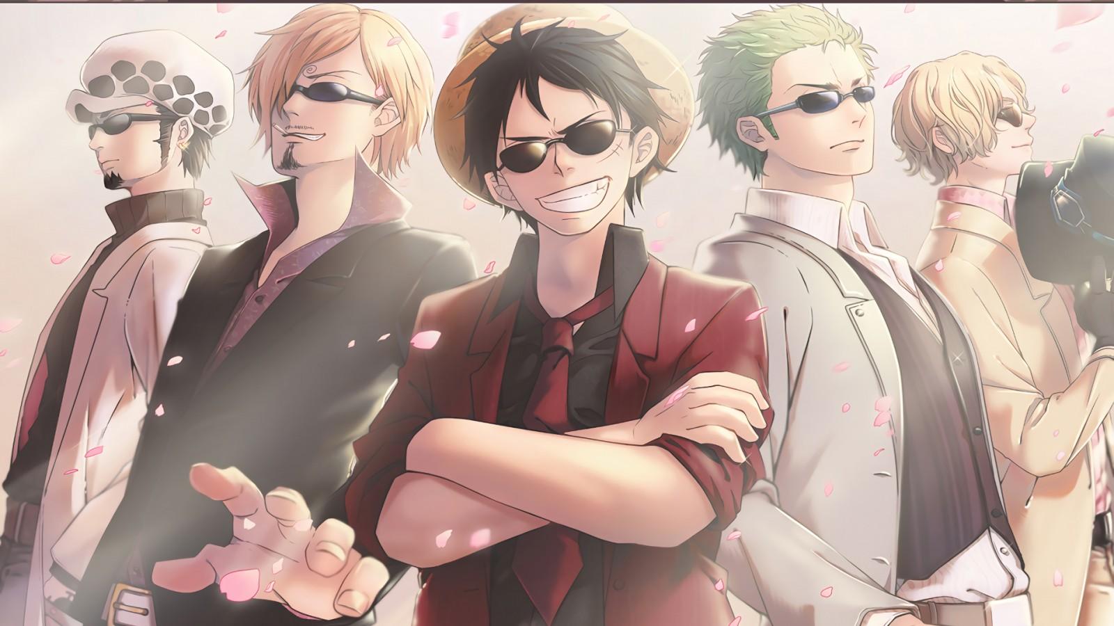 1600x900 One Piece Luffy With Trio Law And Sabo HD Anime Wallpaper