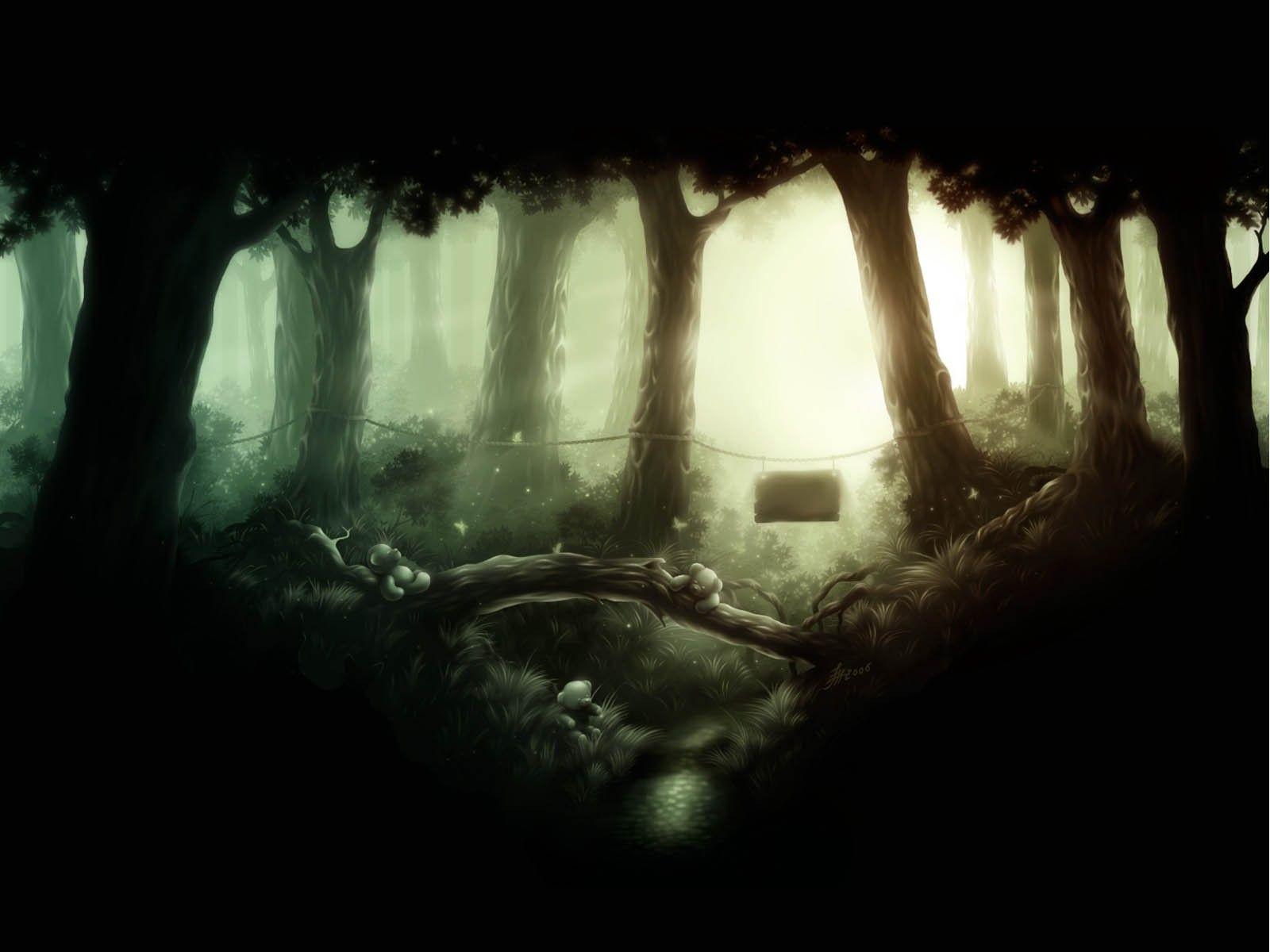 1600x1200 Forest: Bunny World Forest Tree Rain Final War Fantasy Wars Free