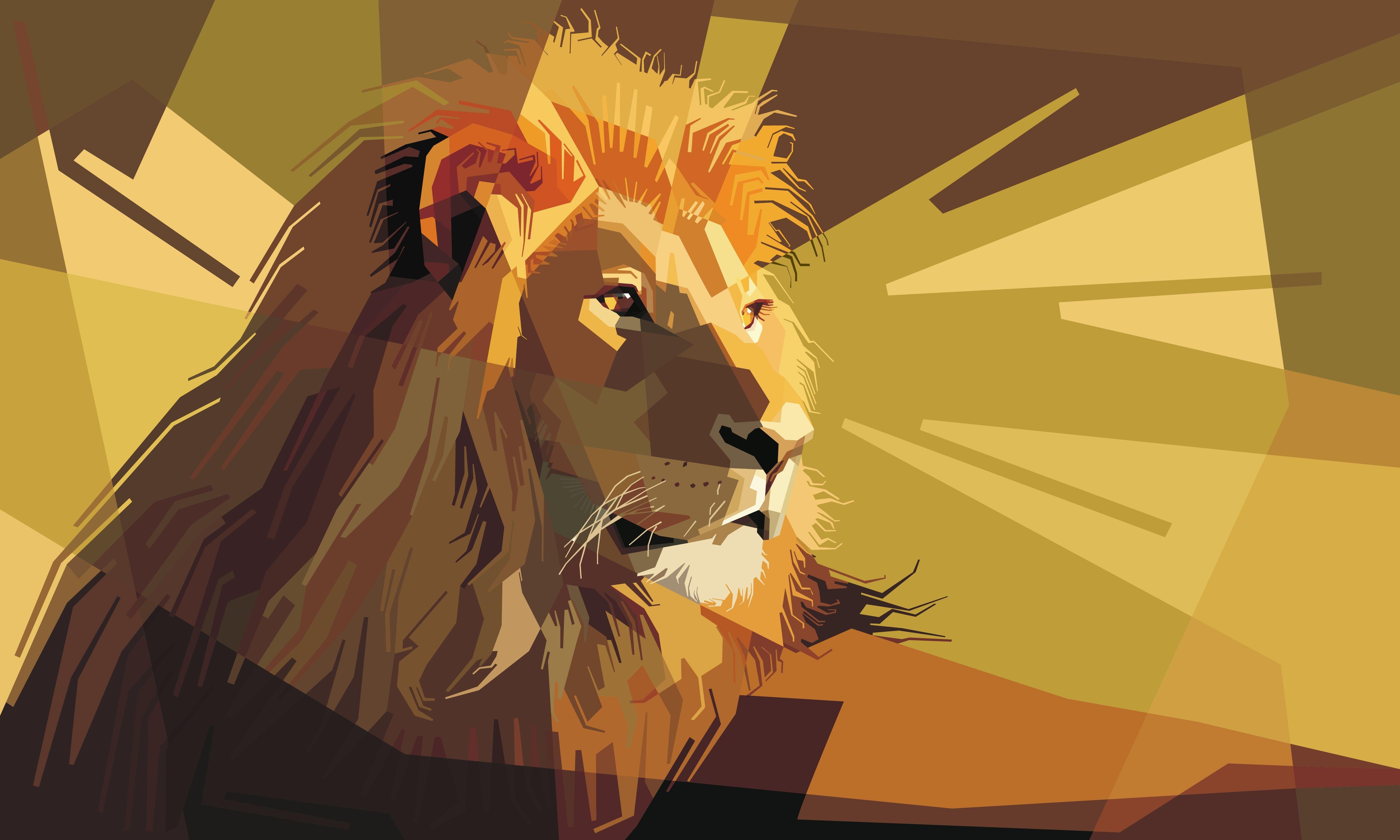5000x3000 Wallpaper masai lion, big cats, vector graphics, illustration, wildlife. Lion art, Lion wallpaper, Lion image