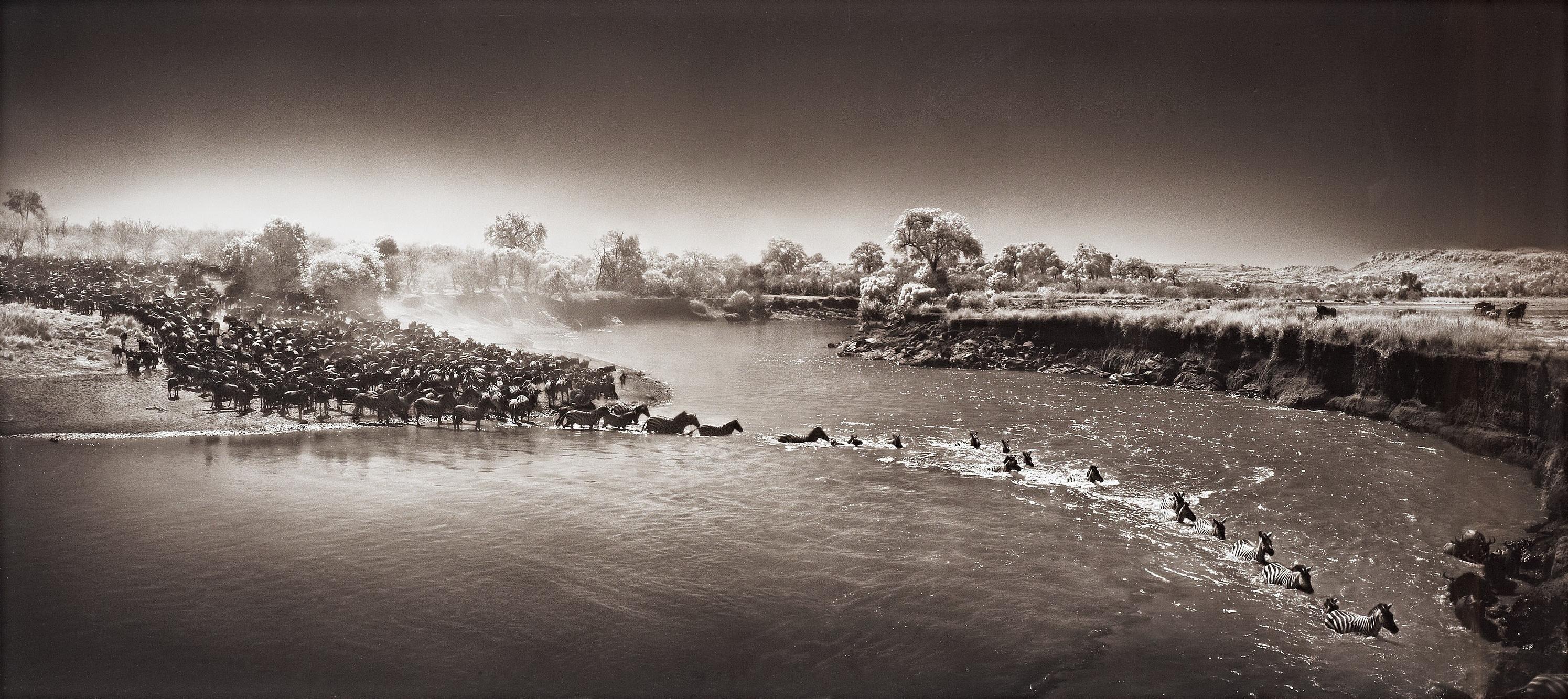2990x1333 Nick Brandt Crossing River Masai HD wallpaper