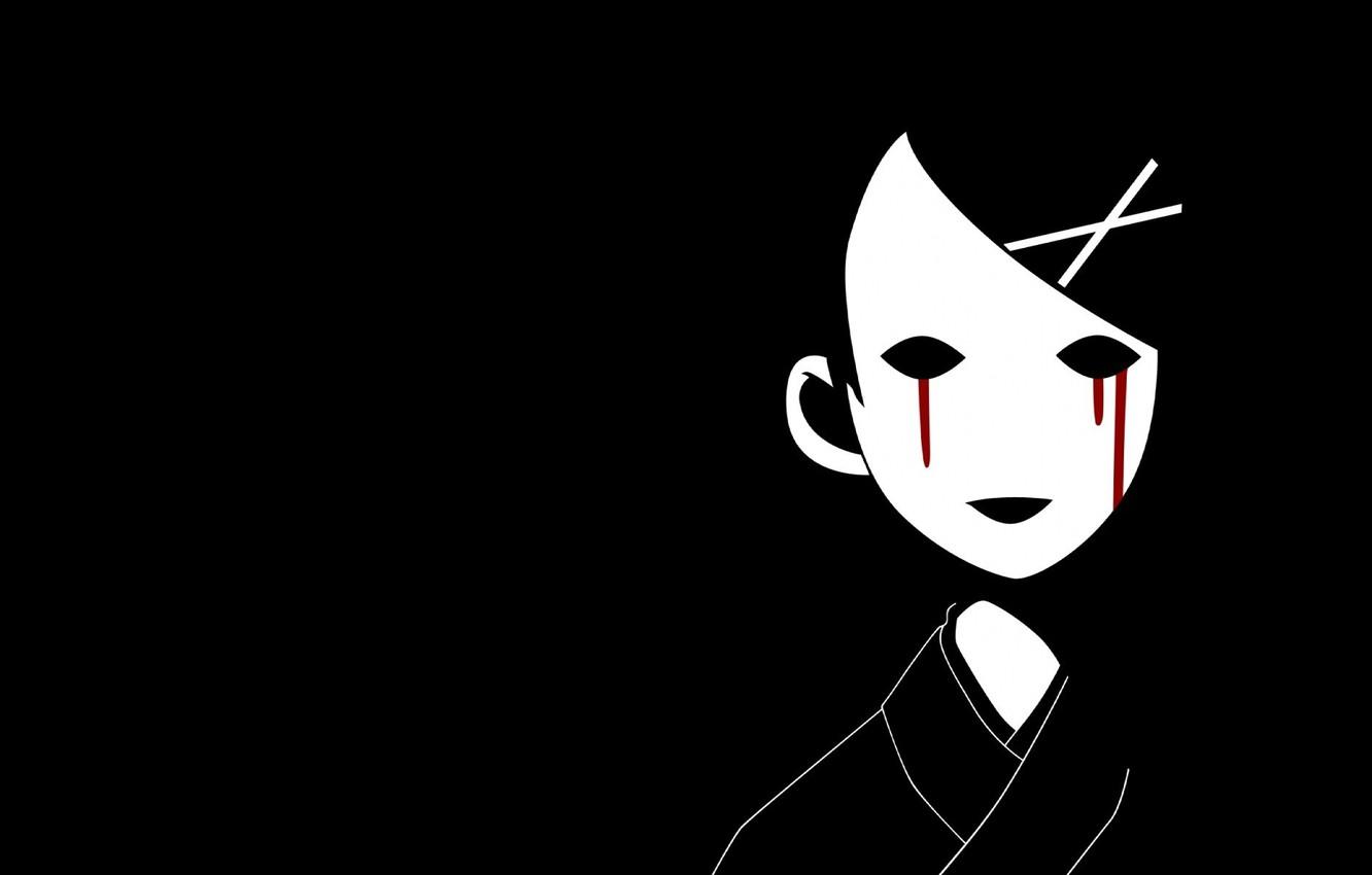 1332x850 Wallpaper white, black, Japanese, girl, kimono, bloody tears image for desktop, section минимализм