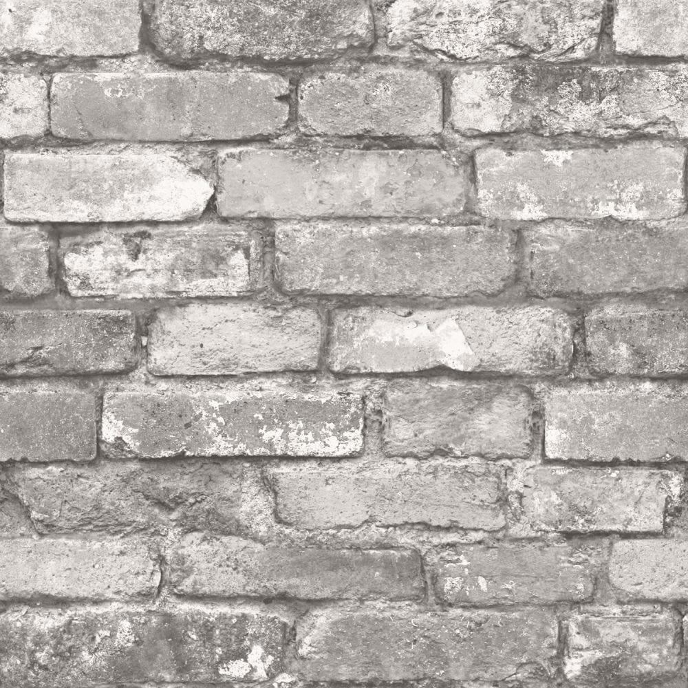 1000x1000 Rustic Brick Wallpaper Silver Grey. I Love Wallpaper