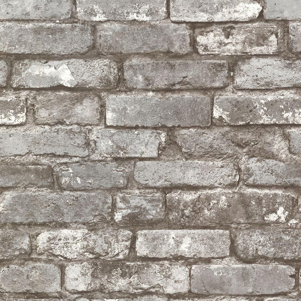 1000x1000 Brewster Chelsea Charcoal Brick Washable Wallpaper Sample 2686 21259SAM Home Depot