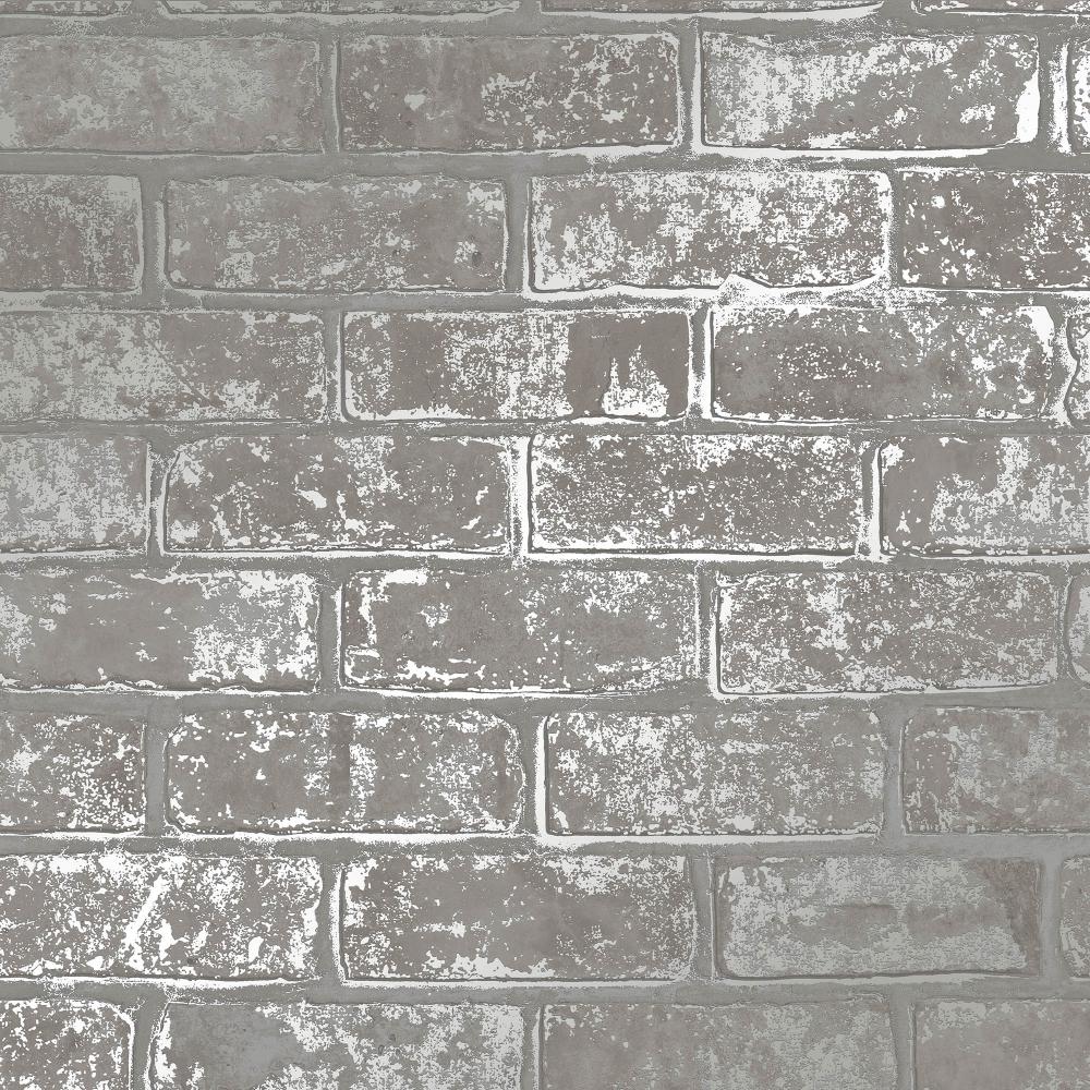 1000x1000 I Love Wallpaper Metallic Brick wallpaper in grey. I Love Wallpaper