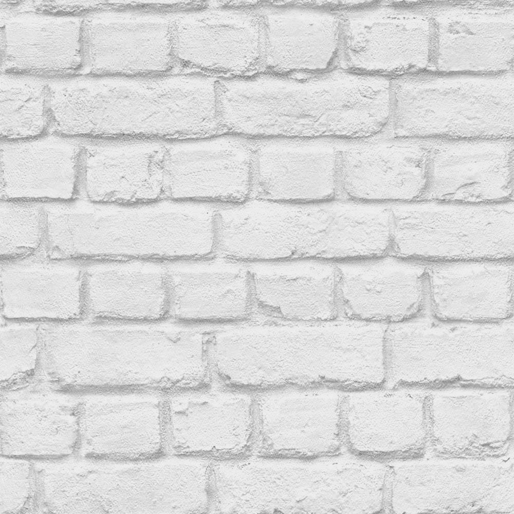 1000x1000 Warehouse Photographic Brick Effect wallpaper in white & grey. I Love Wallpaper