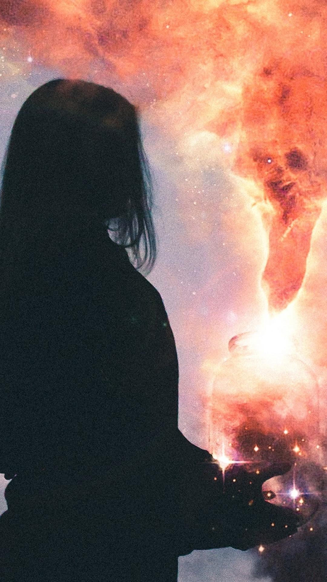 1080x1920 Girl watching explosion HD Wallpaper iPhone 6 / 6S Plus