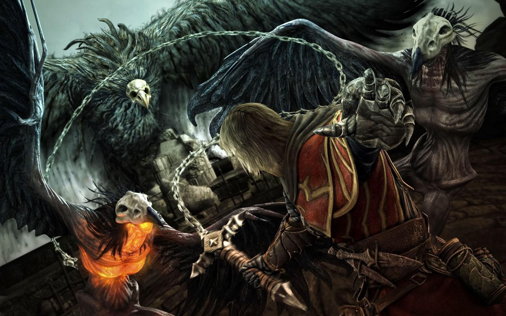 1728x1080 Belmont Fighting Three Harpies Lords Of Shadow Wallpaper