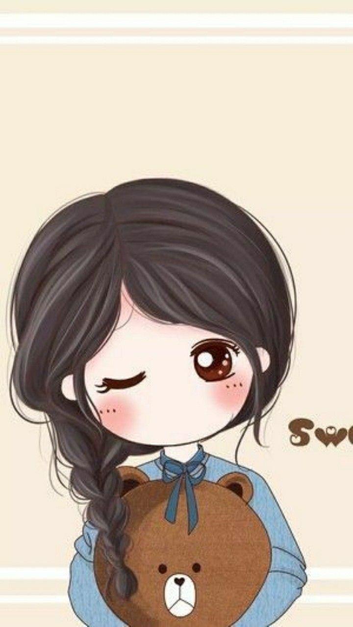 720x1280 Cute Couple Cartoon Wallpaper