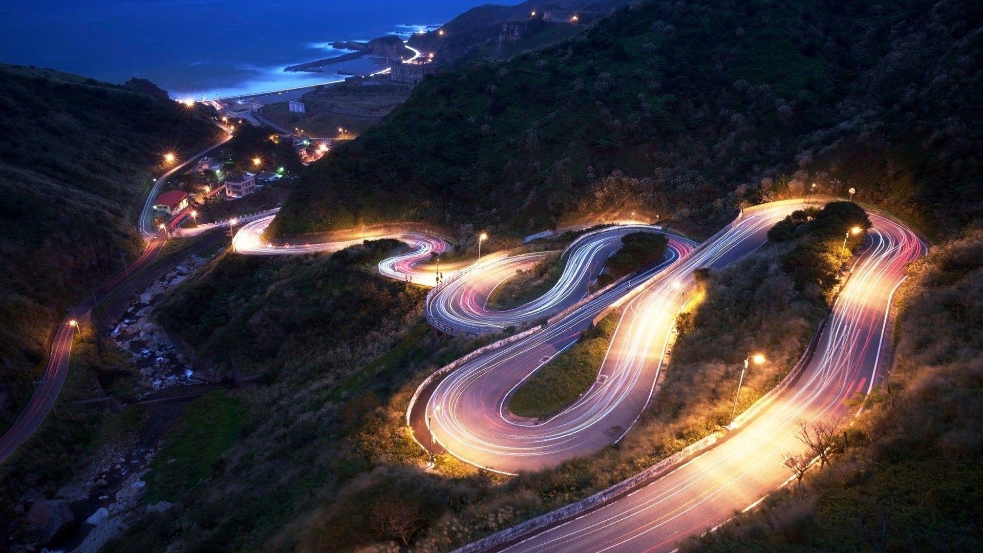 1920x1080 beautiful night winding road. Beautiful roads, Night roads, Beautiful roads wallpaper