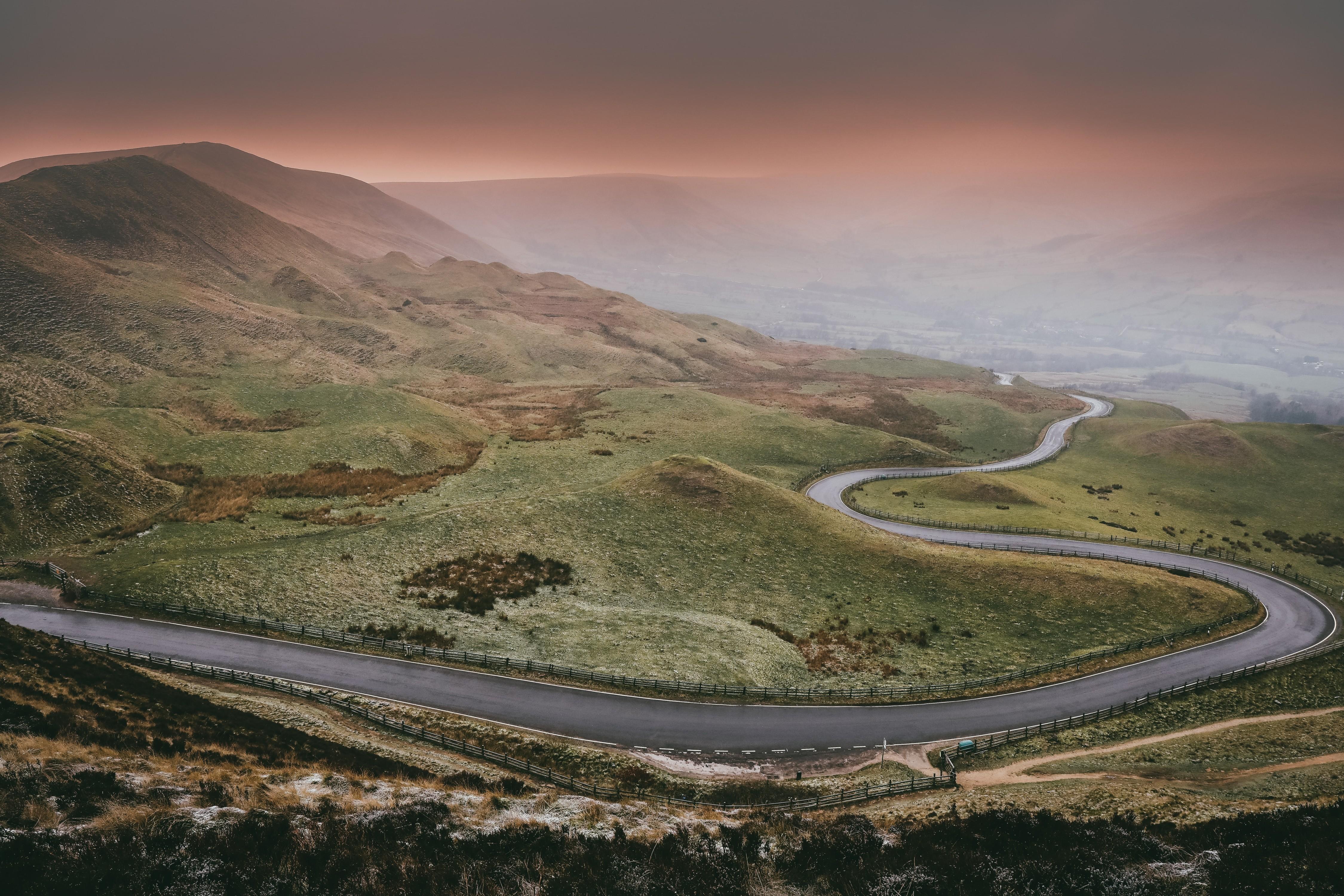 4500x3000 Download 4500x3000 Long Winding Road, Foggy, Field, Sky Wallpaper
