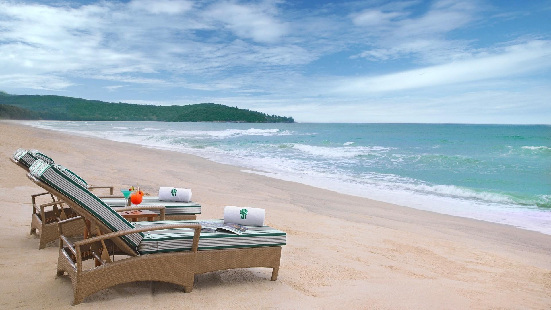 1920x1080 Tropical Beach Chairs Wallpaper
