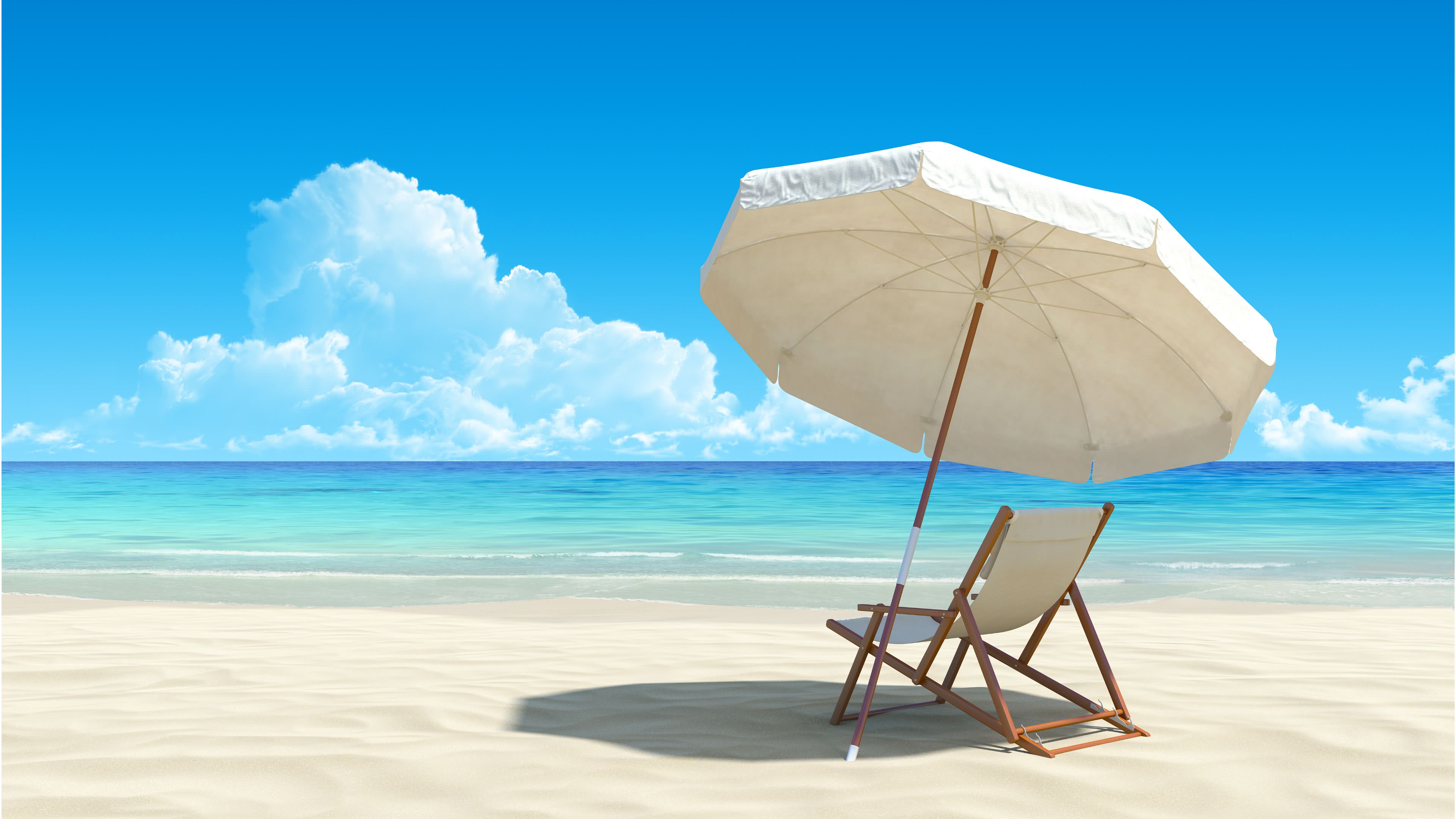 3840x2160 Tropical Beach Chairs Wallpaper