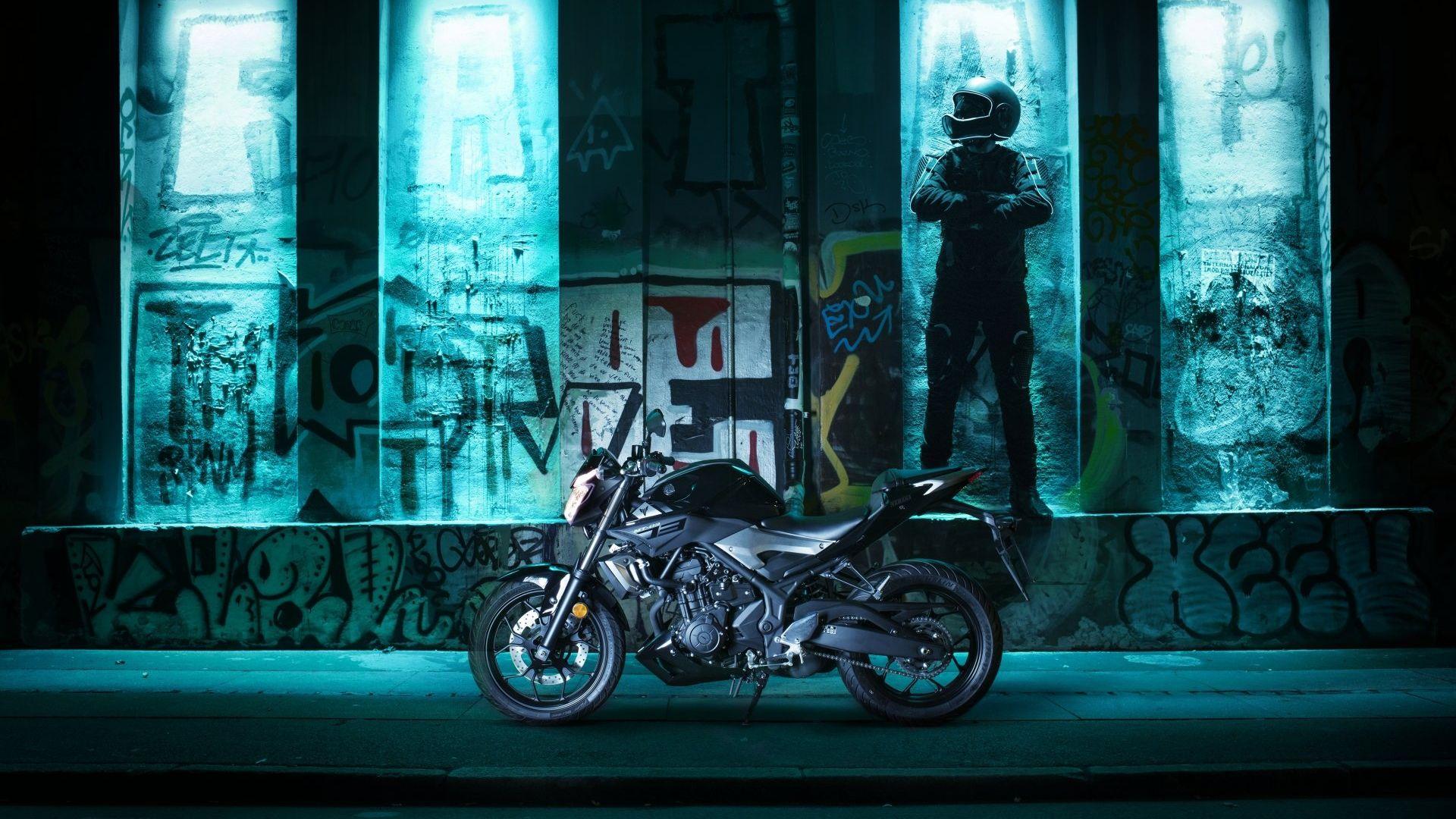 1920x1080 Desktop Wallpaper Yamaha Mt 03 Bike, Night, Graffiti, HD Image, Picture, Background, Tu 1jp