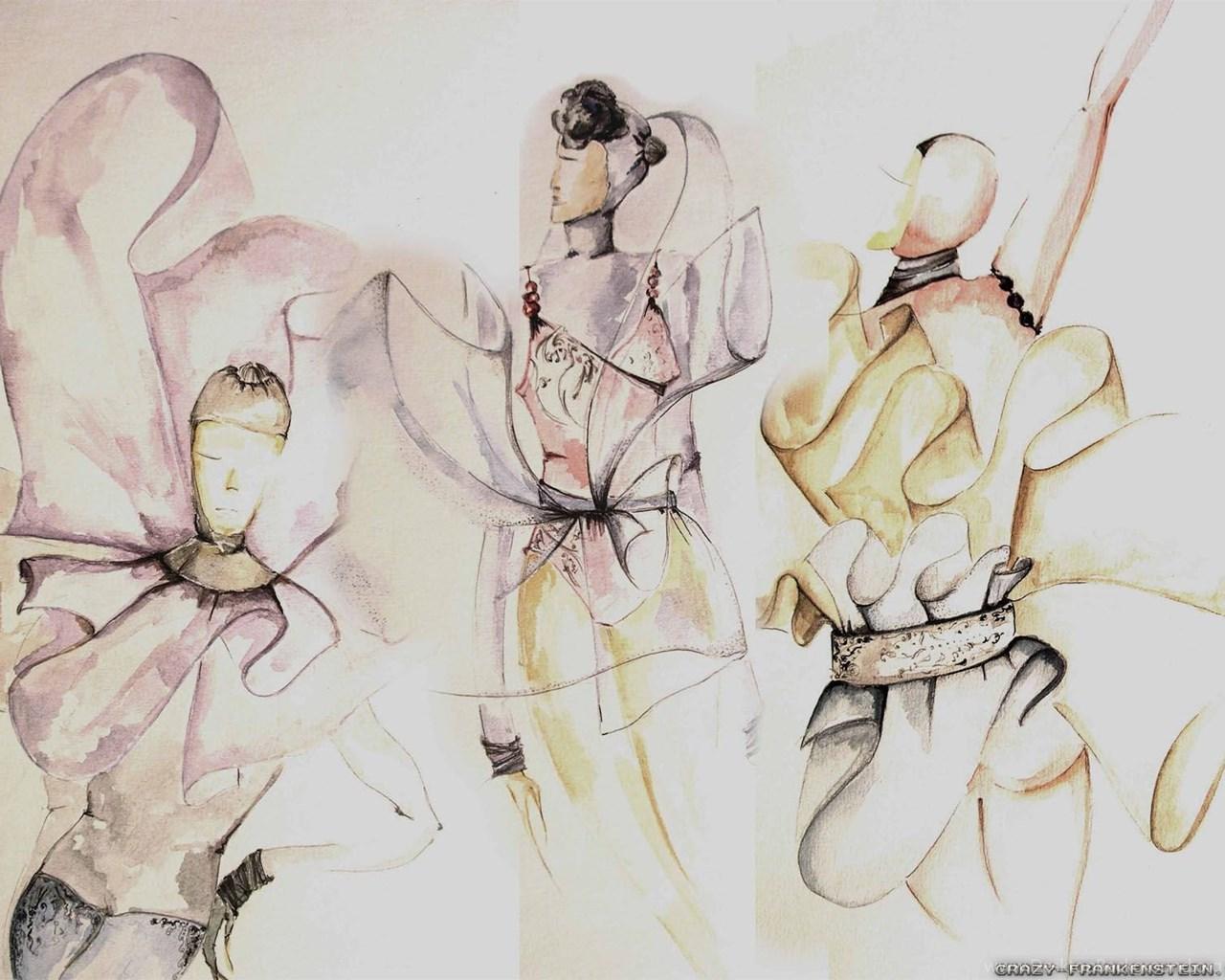 1280x1024 Fashion Sketches Wallpaper Crazy Frankenstein Desktop Background