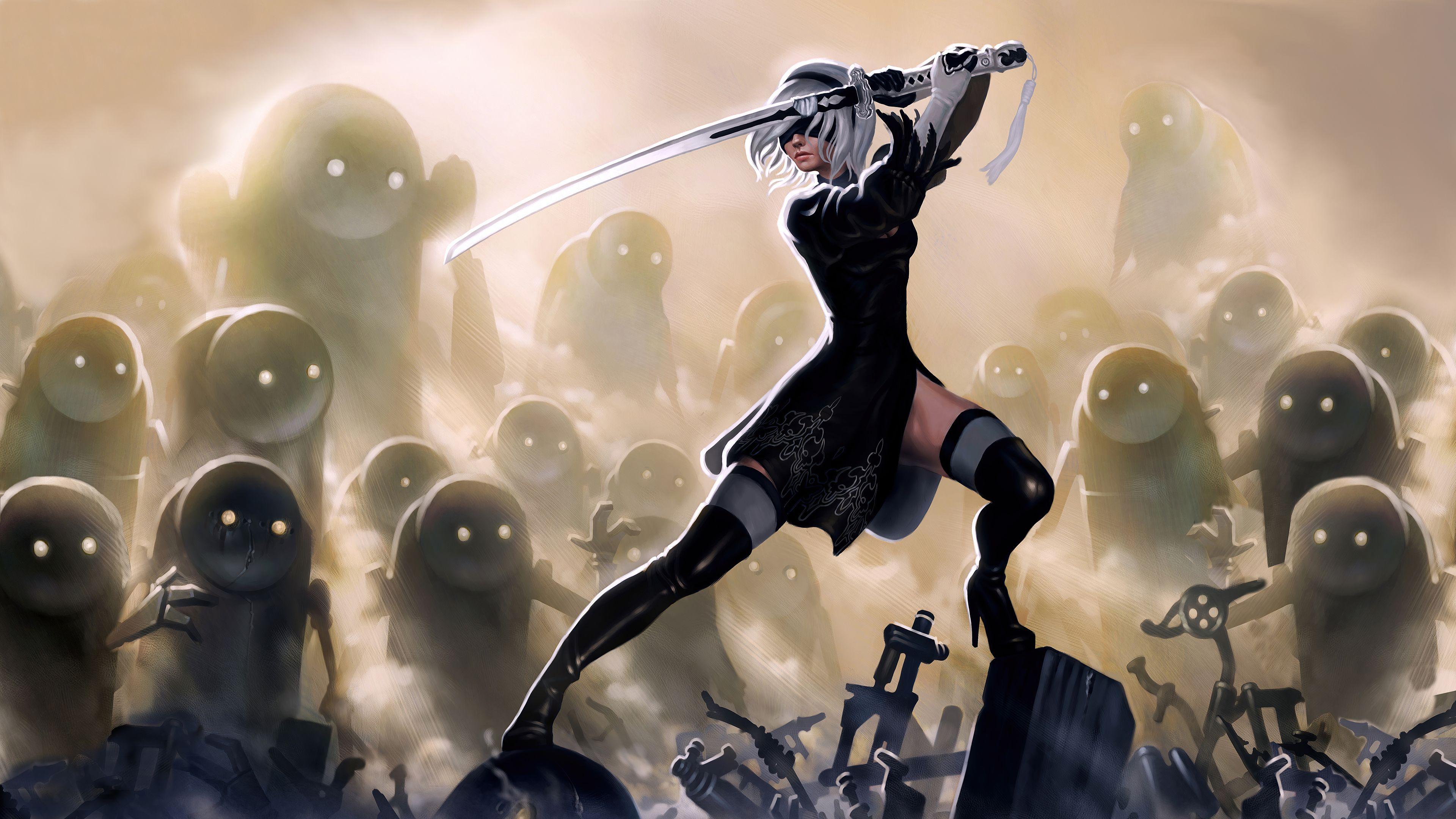 3840x2160 Nier Automata Warrior Art Nier Automata Warrior wallpaper, Nier Automata Warrior 4k wallpaper. Nier automata wallpaper, Nier automata, 4k wallpaper