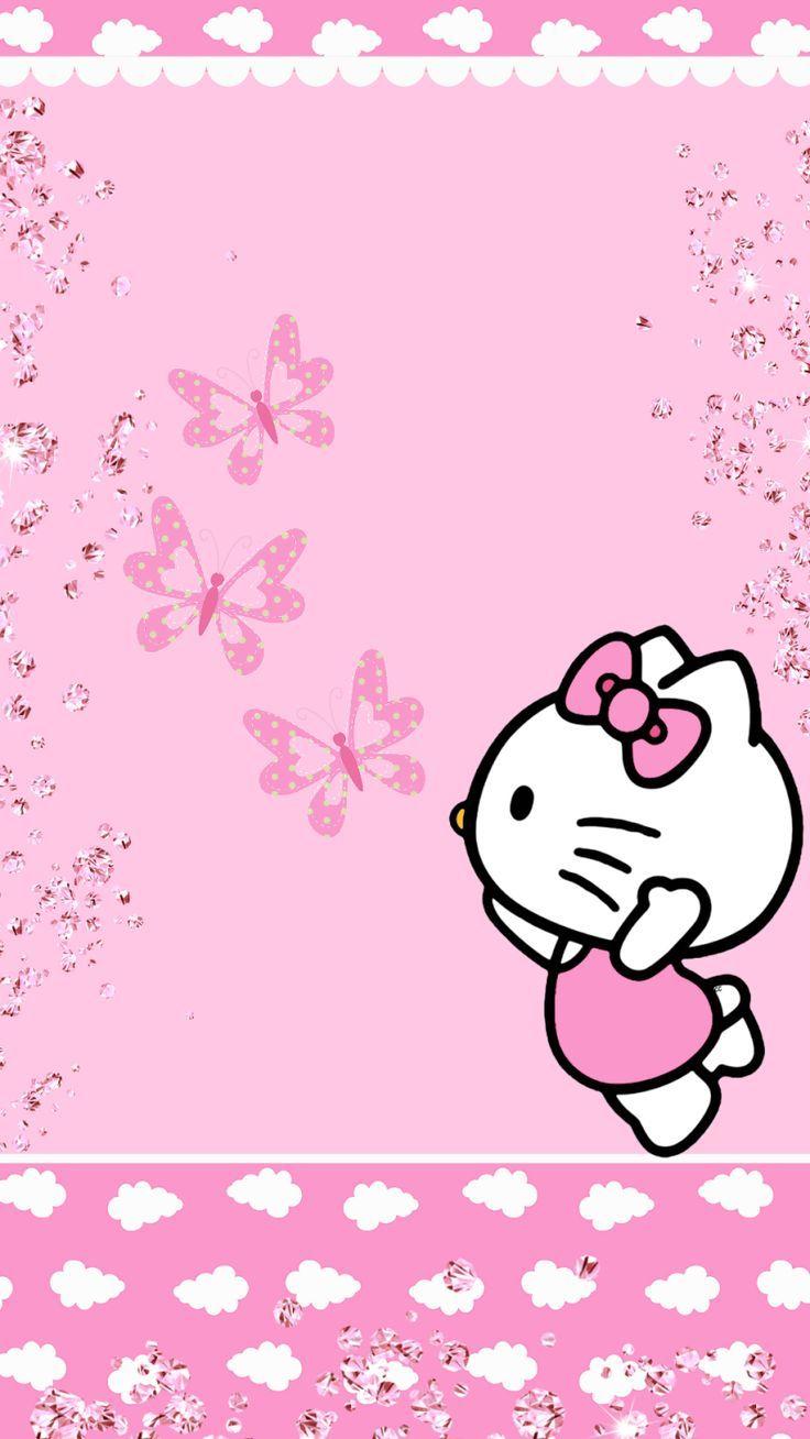 736x1308 Pink Background Hello Kitty Wallpaper
