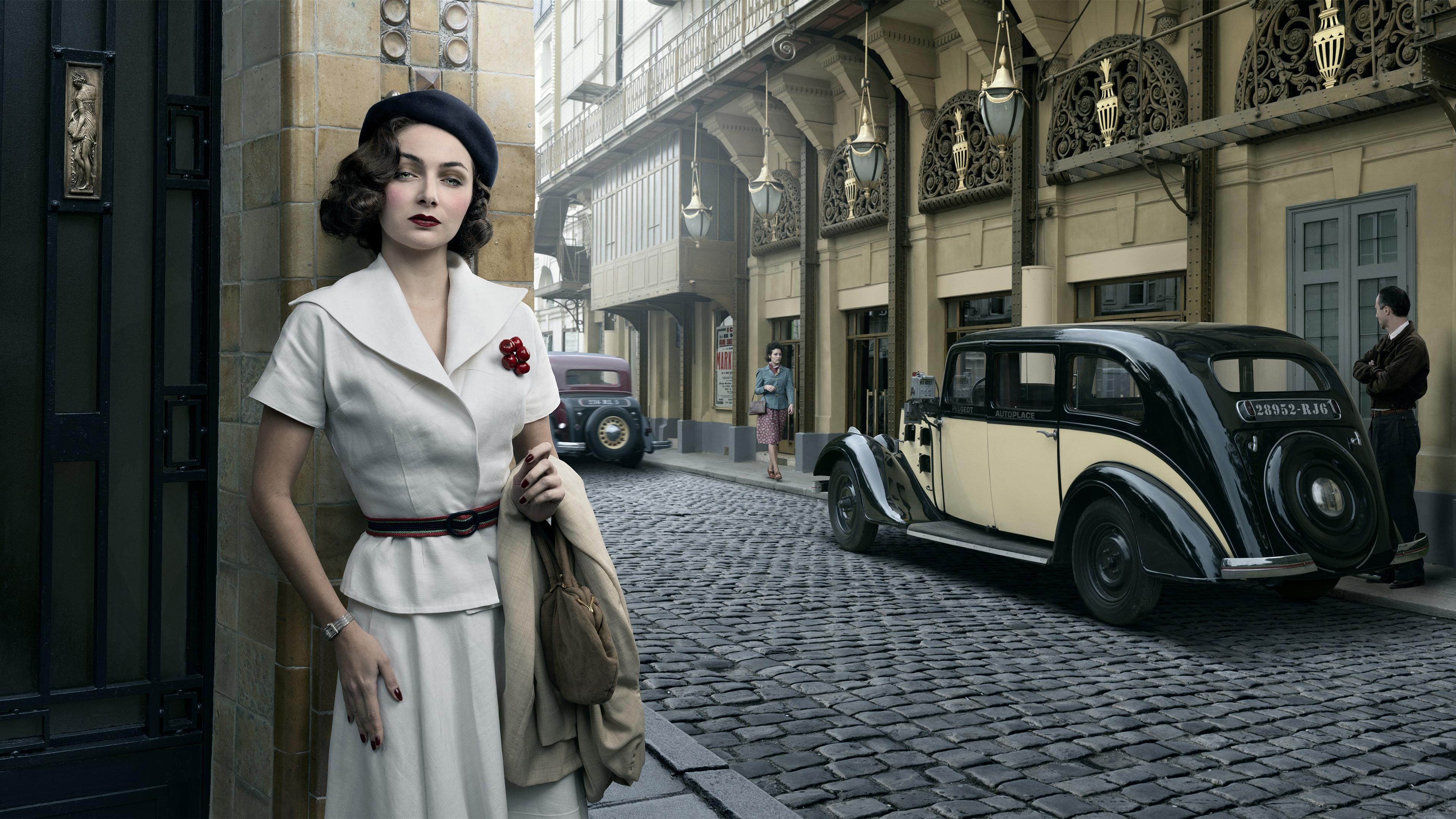 3840x2160 Wallpaper Retro style, girl, city, street, cars 3840x2160 UHD 4K Picture, Image