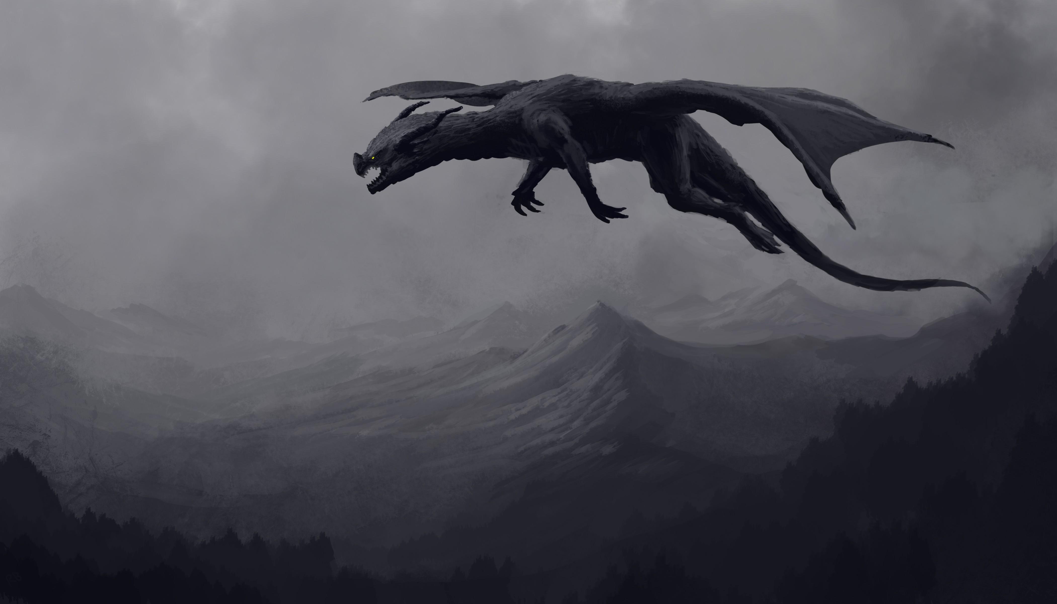4200x2400 Black Japanese Dragon Wallpaper