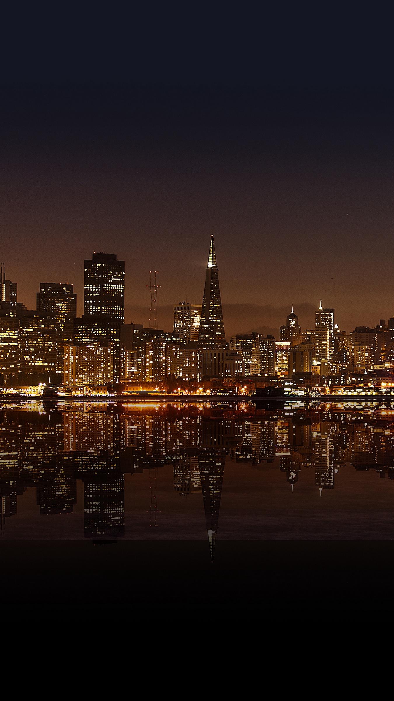 1350x2400 Wallpaper San Francisco, Night City, Panorama Angeles Economy