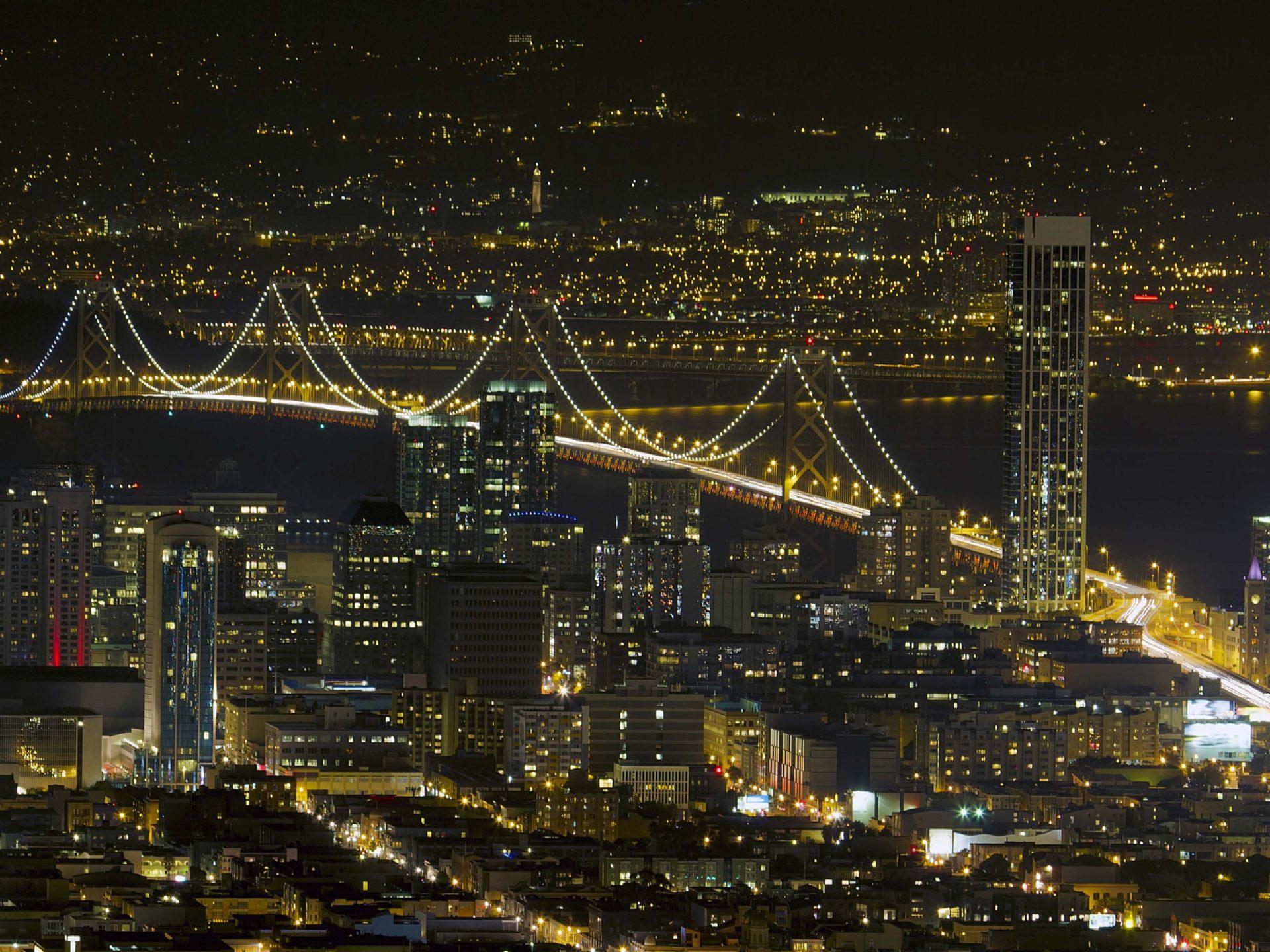 1920x1440 Oakland Bay Bridge Night Scene San Francisco City Skyline United States Of America Wallpaper For Desktop Background 4k Ultra HD 1610 :
