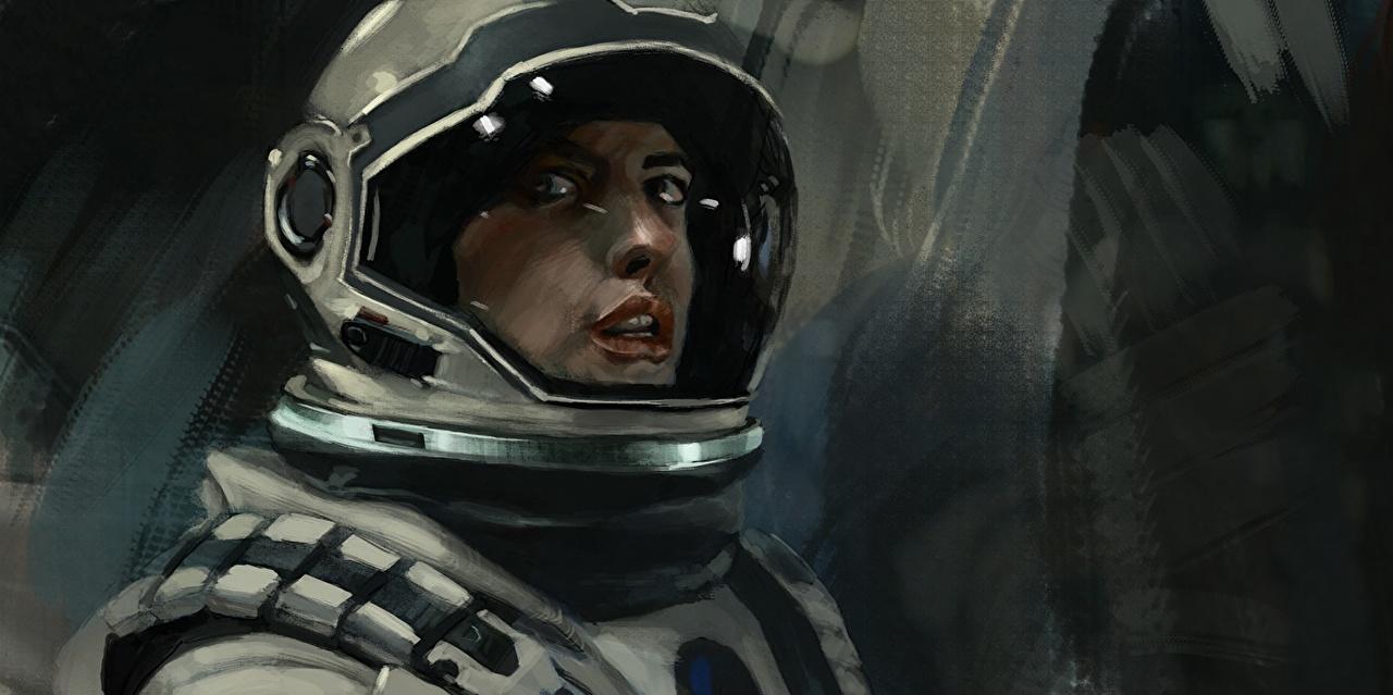 1280x639 Picture Interstellar (film) Anne Hathaway Cosmonauts Helmet Amelia