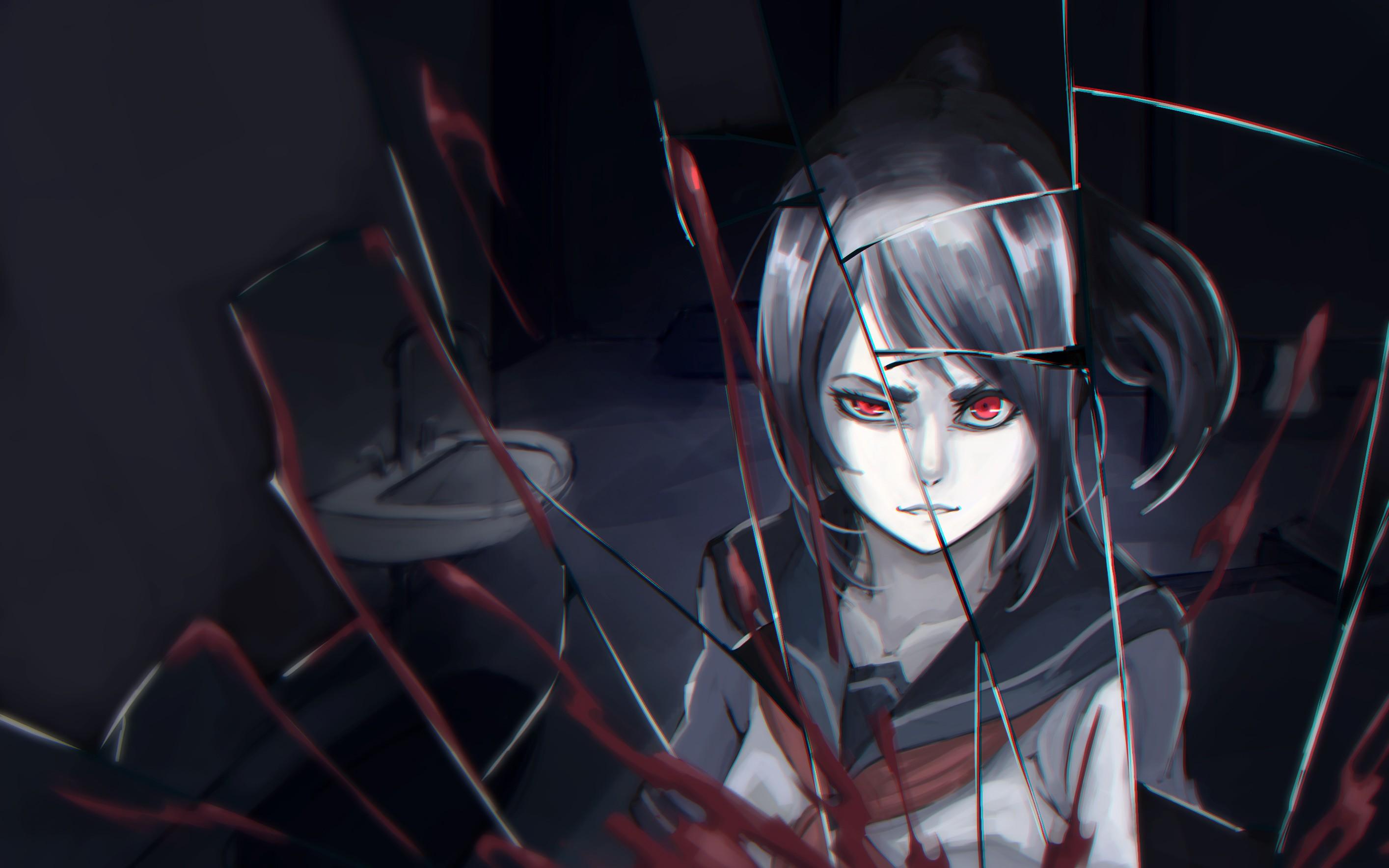2829x1768 anime #yandere #crazy #animegirl #wallpaper #glass