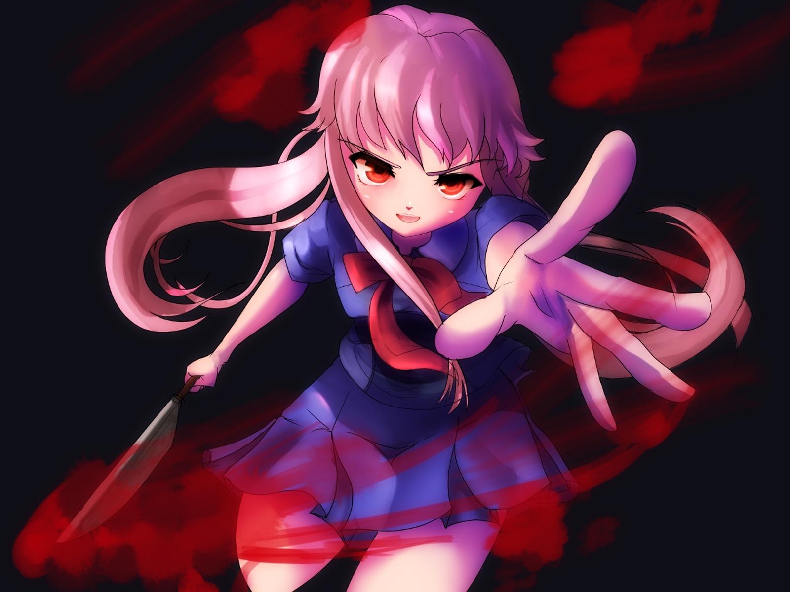 1600x1200 Wallpaper Crazy anime girl, knife, blood 1920x1200 HD Picture, Image