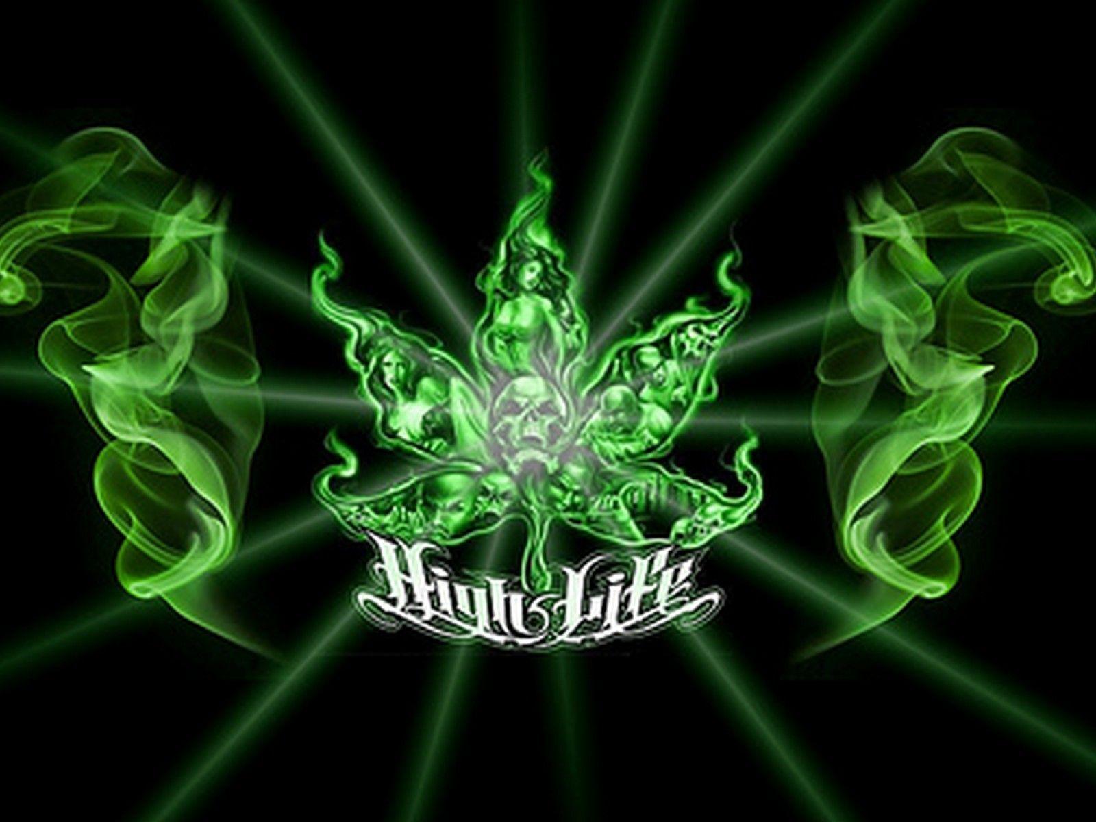 Download Supreme Logo With Weed Leaf Background Wallpaper