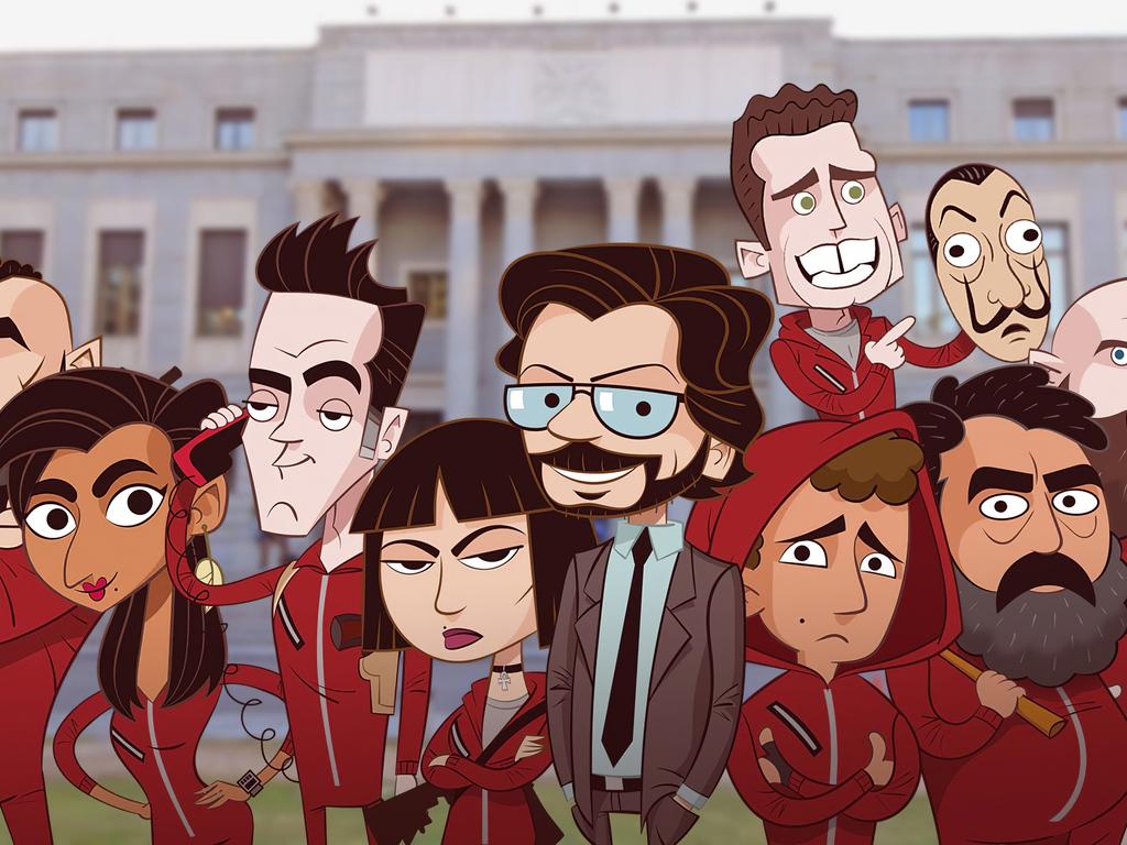 1024x768 Money Heist Tvseries Cartoonic Poster 4k 1024x768 Resolution HD 4k Wallpaper, Image, Background, Photo and Picture