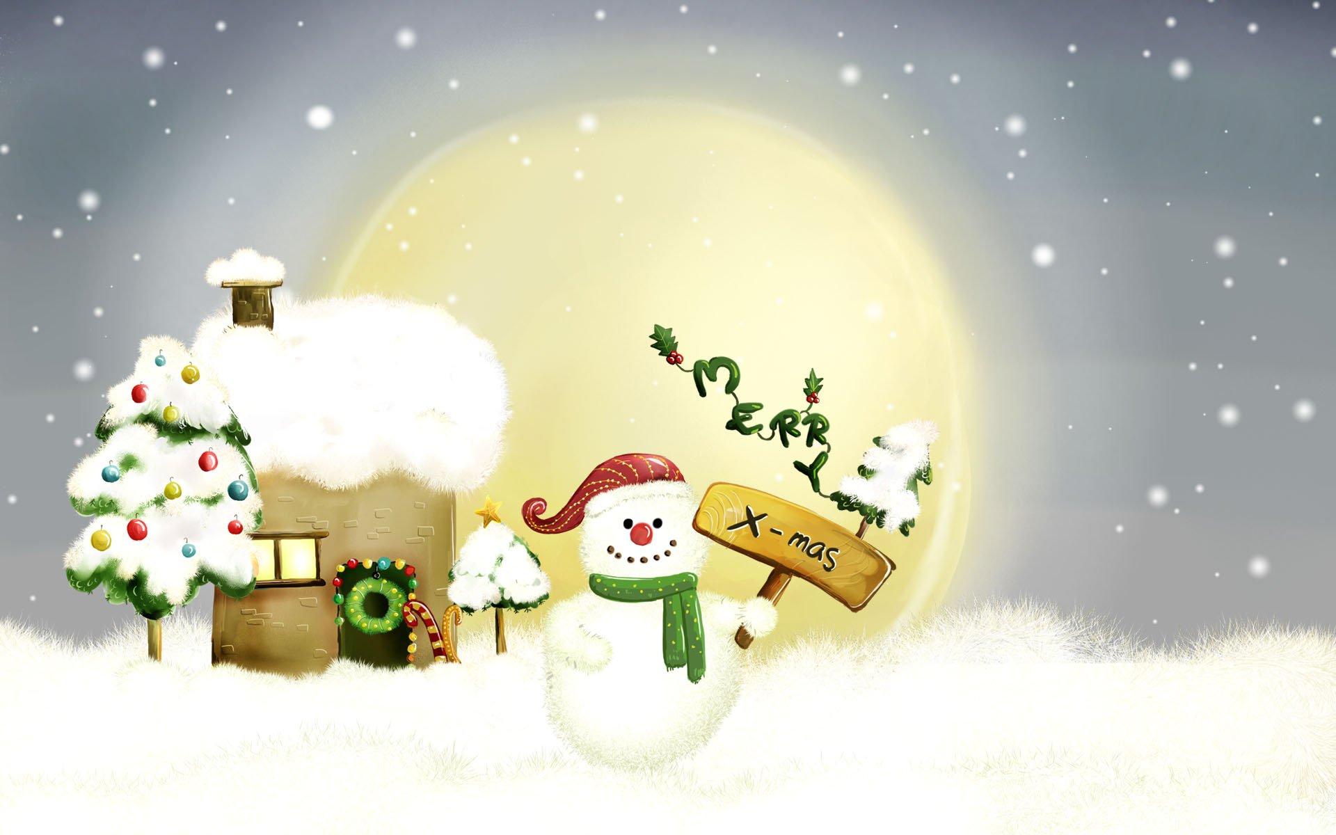 1920x1200 Wallpaper, christmas, background, snowman, cartoon