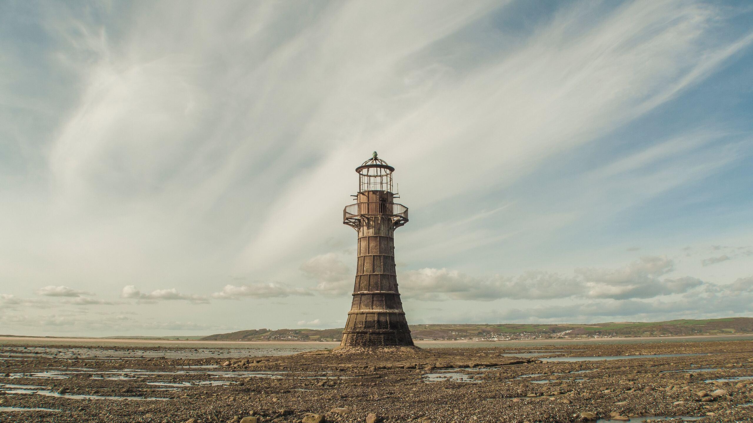 2560x1440 Whiteford Lighthouse Gower South Wales HD wallpaper