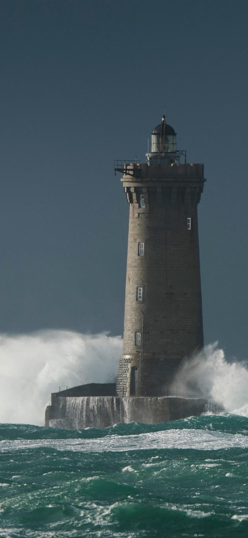 828x1792 Lighthouse, Sea, Waves, Storm 1080x1920 IPhone 8 7 6 6S Plus Wallpaper, Background, Picture, Image