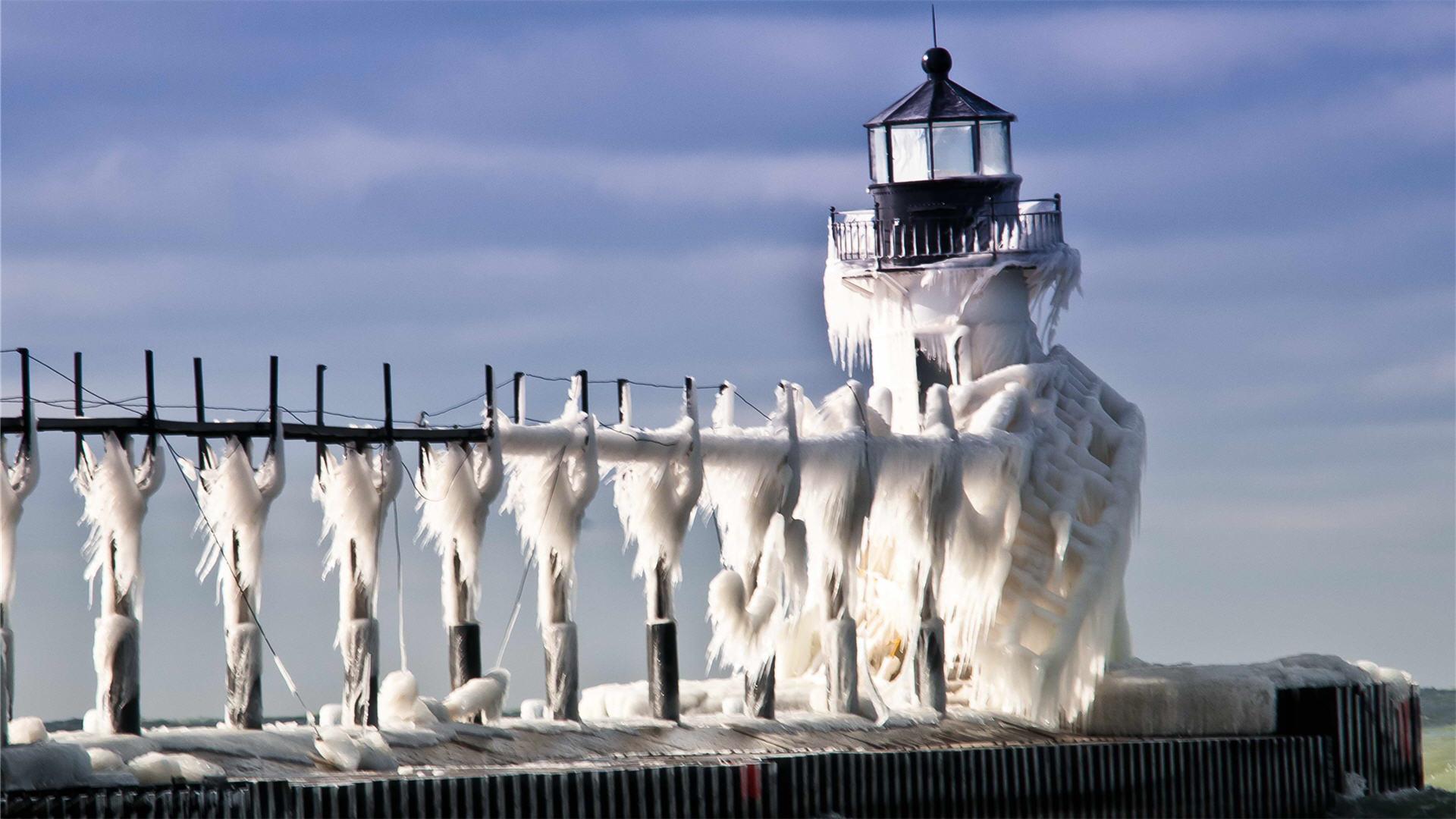 1920x1080 Winter Lighthouse Wallpaper Desktop