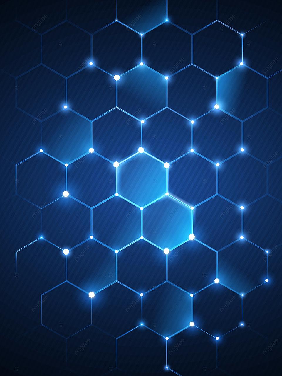 960x1283 Blue Geometric Technology Honeycomb Background, Blue, Technology, Blue Black Background Image for Free Download