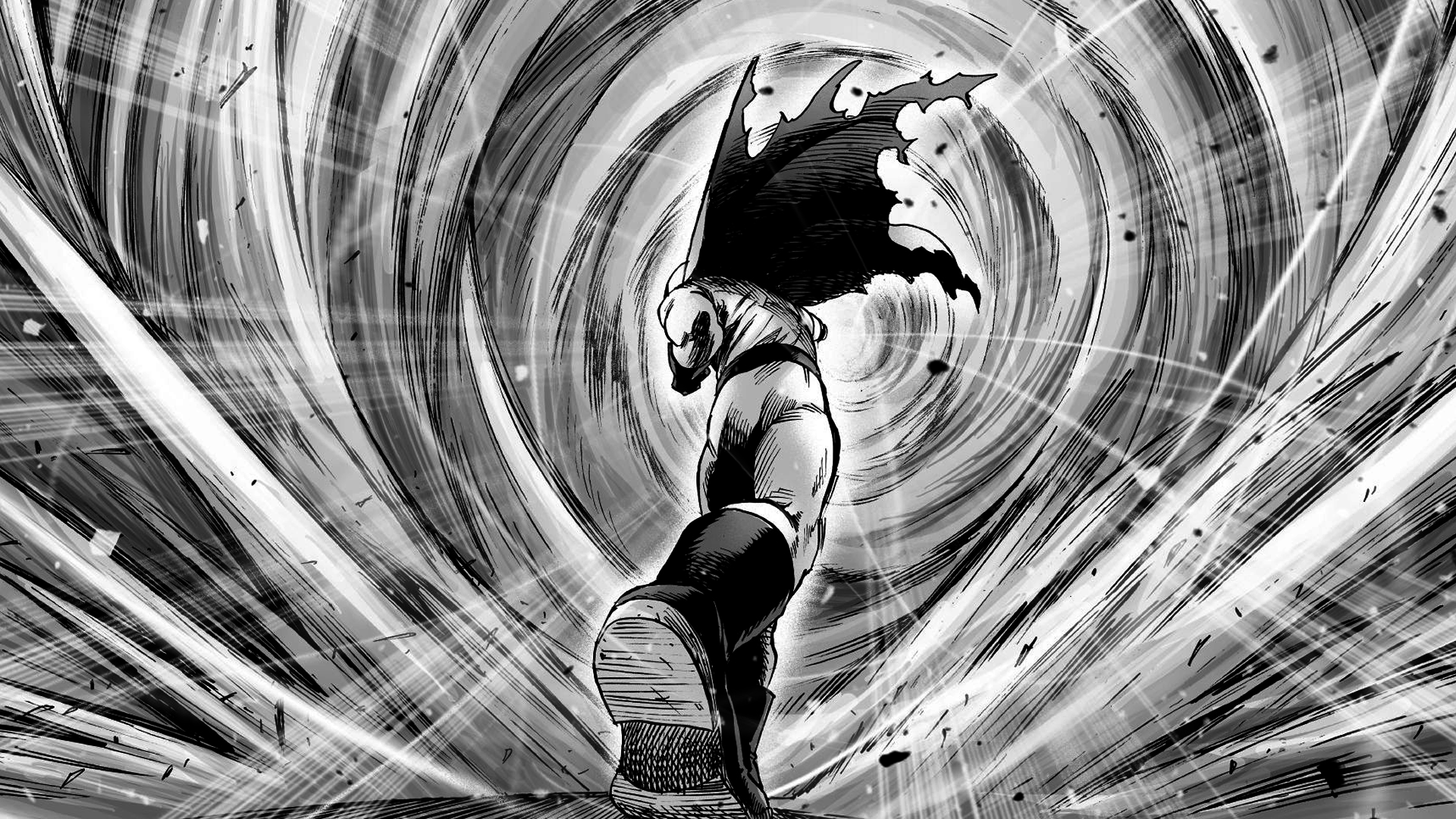 One Punch Man, amoled, black and white, HD phone wallpaper