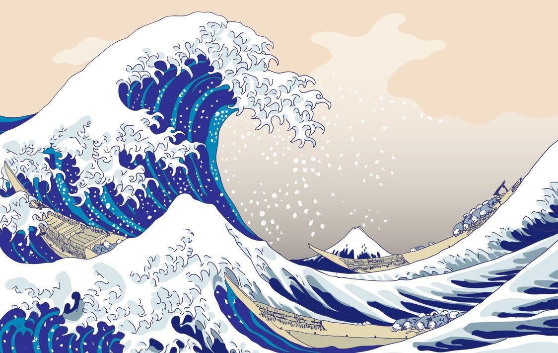 1124x710 Aesthetic Japanese Wave Wallpaper Laptop