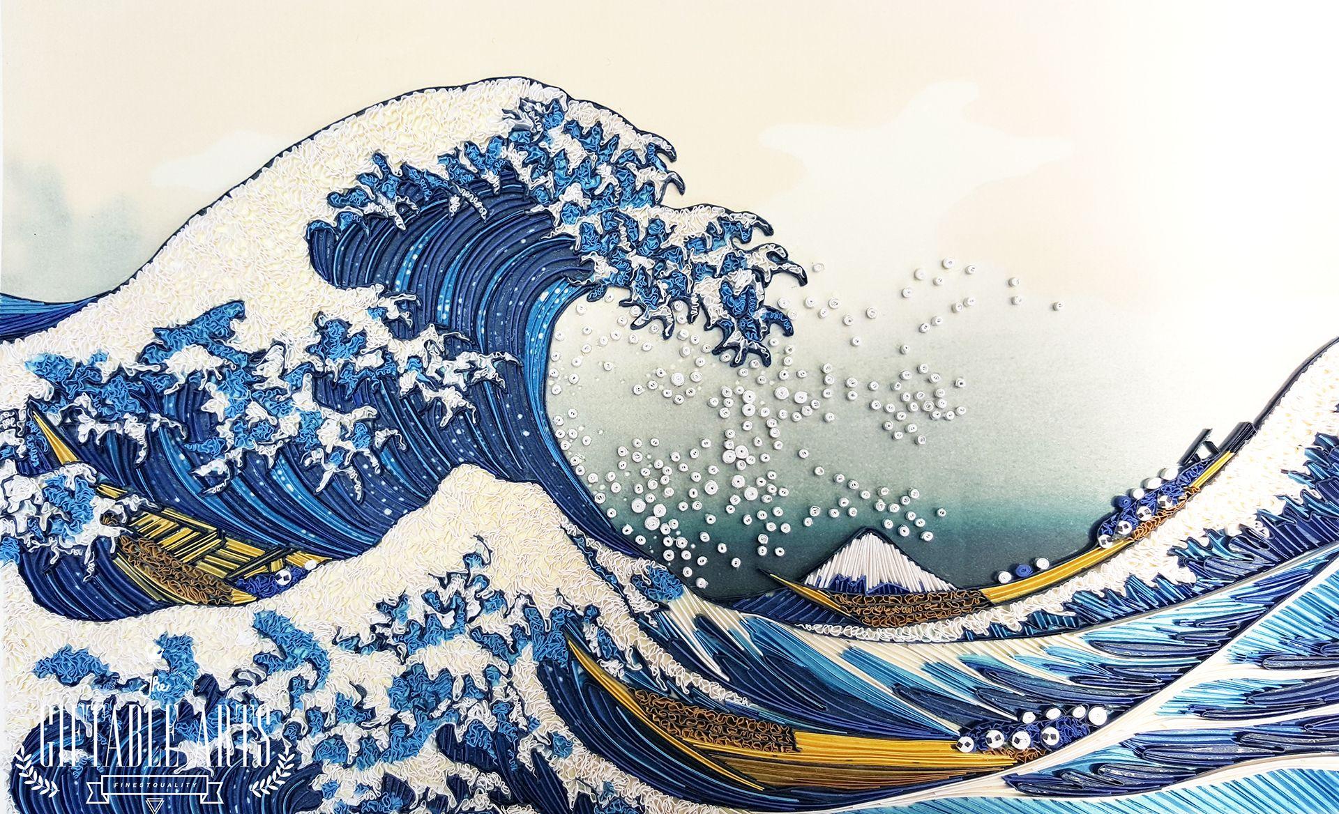 1920x1168 Amazing Examples of Paper Quilling. Japanese wave painting, Wave painting, Painting wave