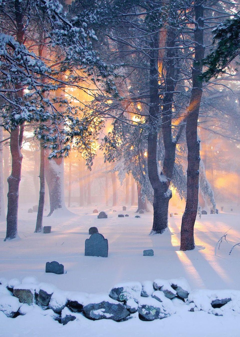 962x1346 Snowy Cemetery Wallpaper