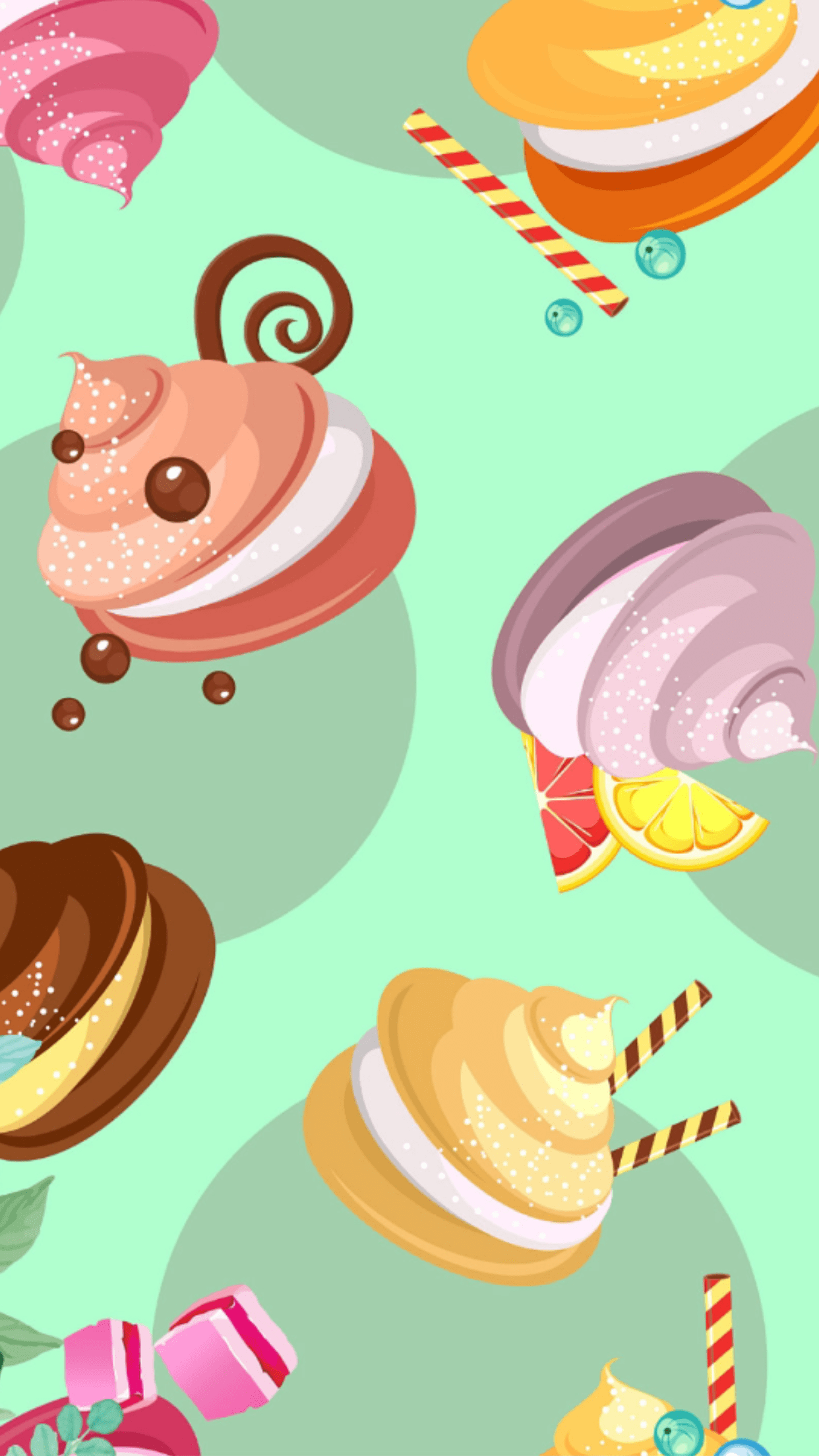 1242x2208 Food and Drink wallpaper cartoon. Cupcakes wallpaper, Drink wallpaper, Food wallpaper