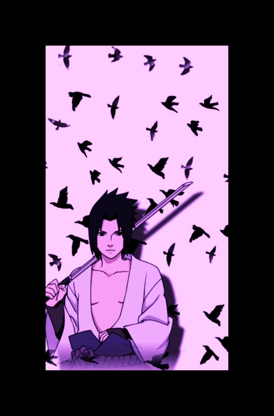 929x1410 Uchiha Sasuke lockscreen. Anime character design, Naruto wallpaper, Purple aesthetic