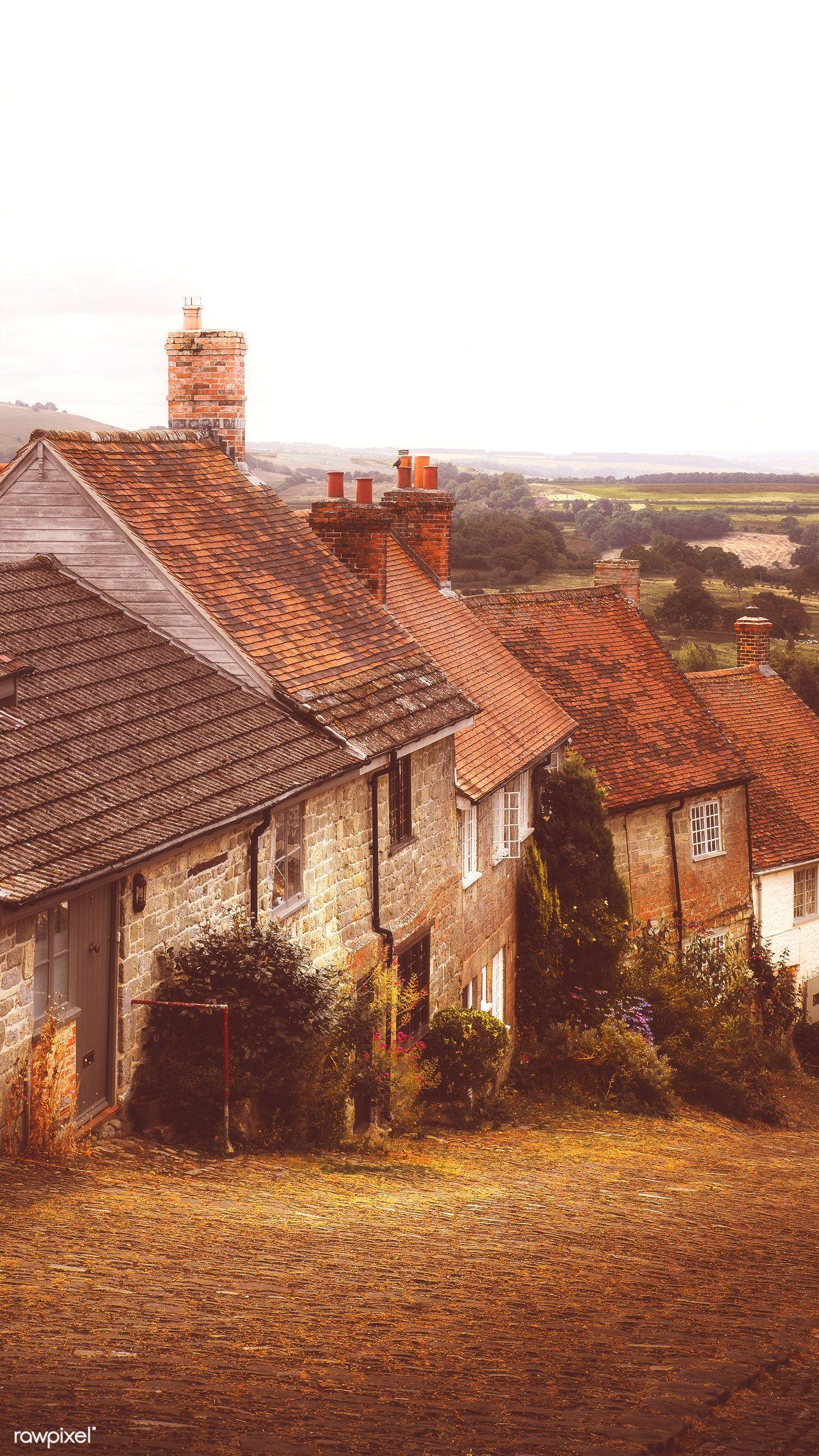 1400x2489 Download premium image of Old English village at Shaftesbury town in. English village, England countryside, Village